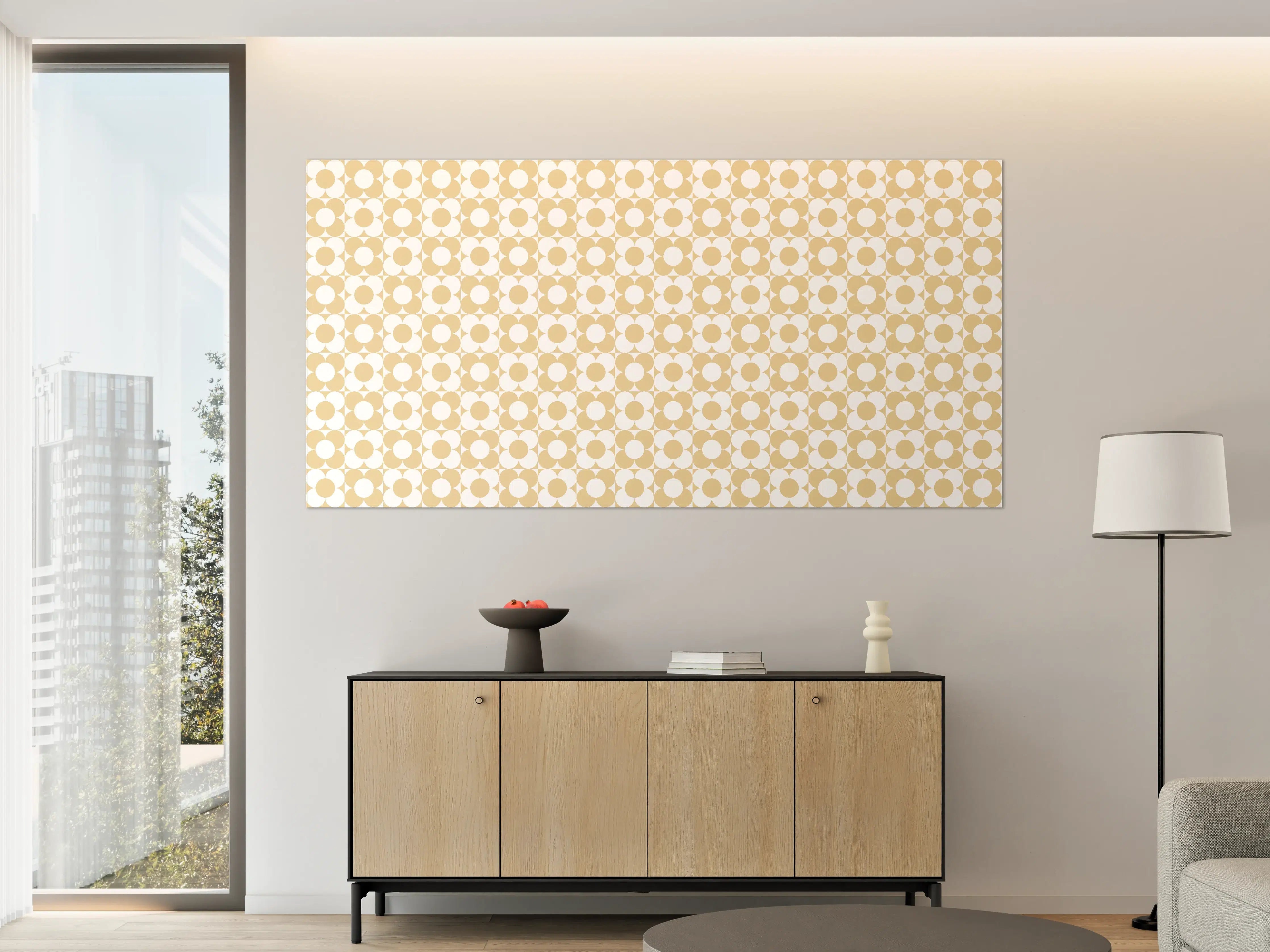 Große Wandbilder - Sanfte Grautöne im Beige-Weiß-Muster