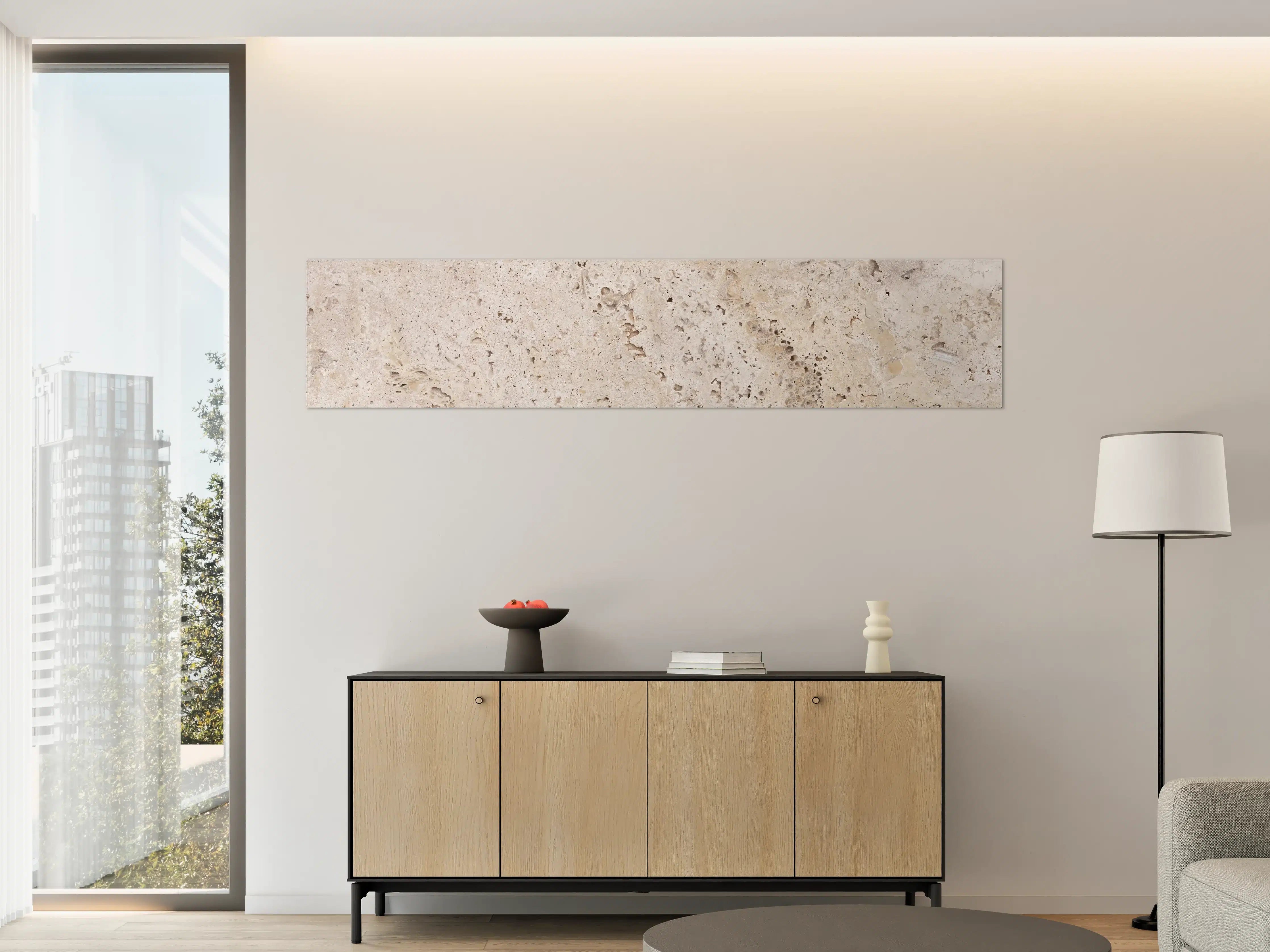 Große Wandbilder - Sanfte Grautöne im Naturstein-Design