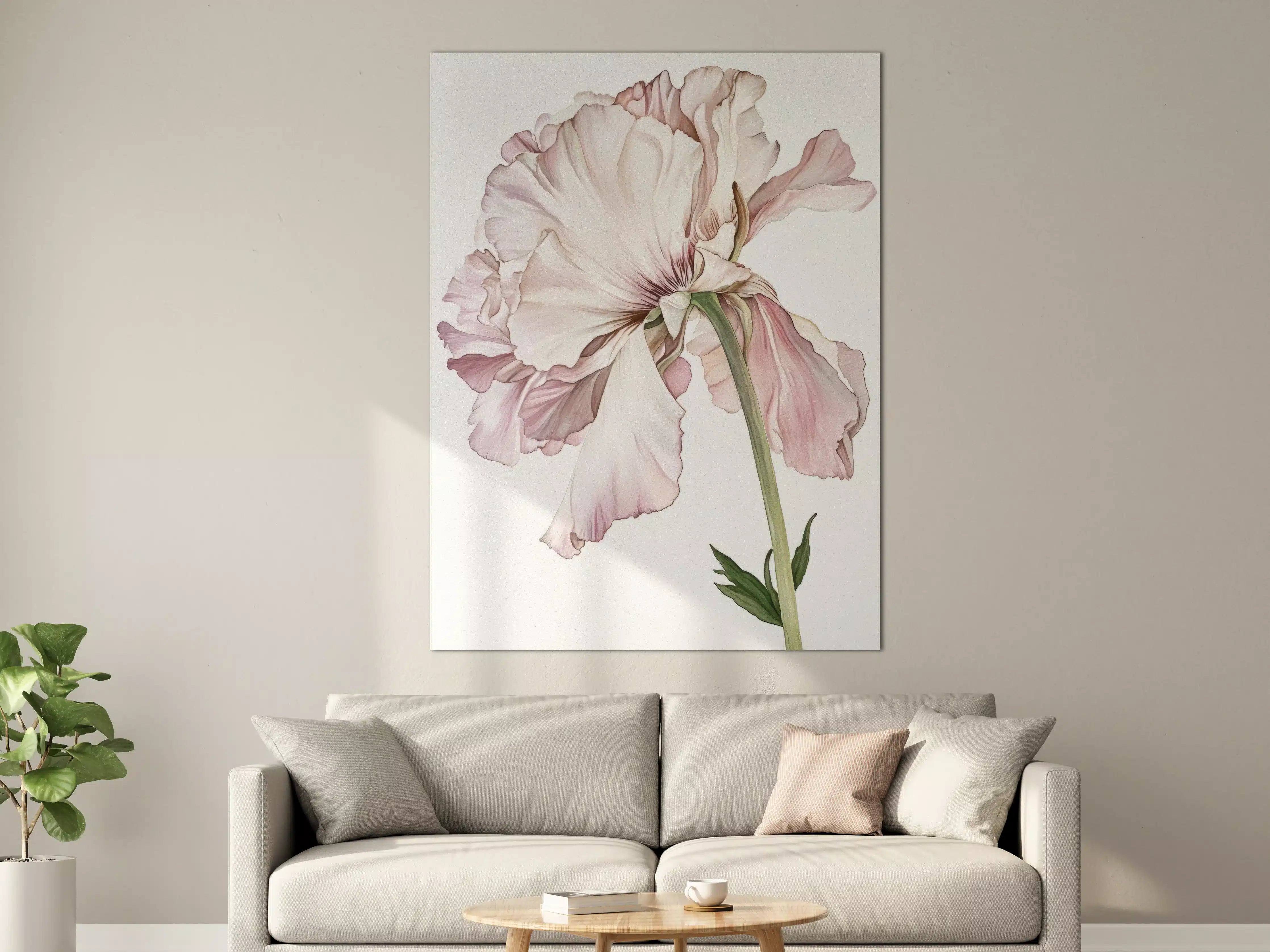 Große Wandbilder - Sanfte Hibiskus in Grau-Weiße Töne