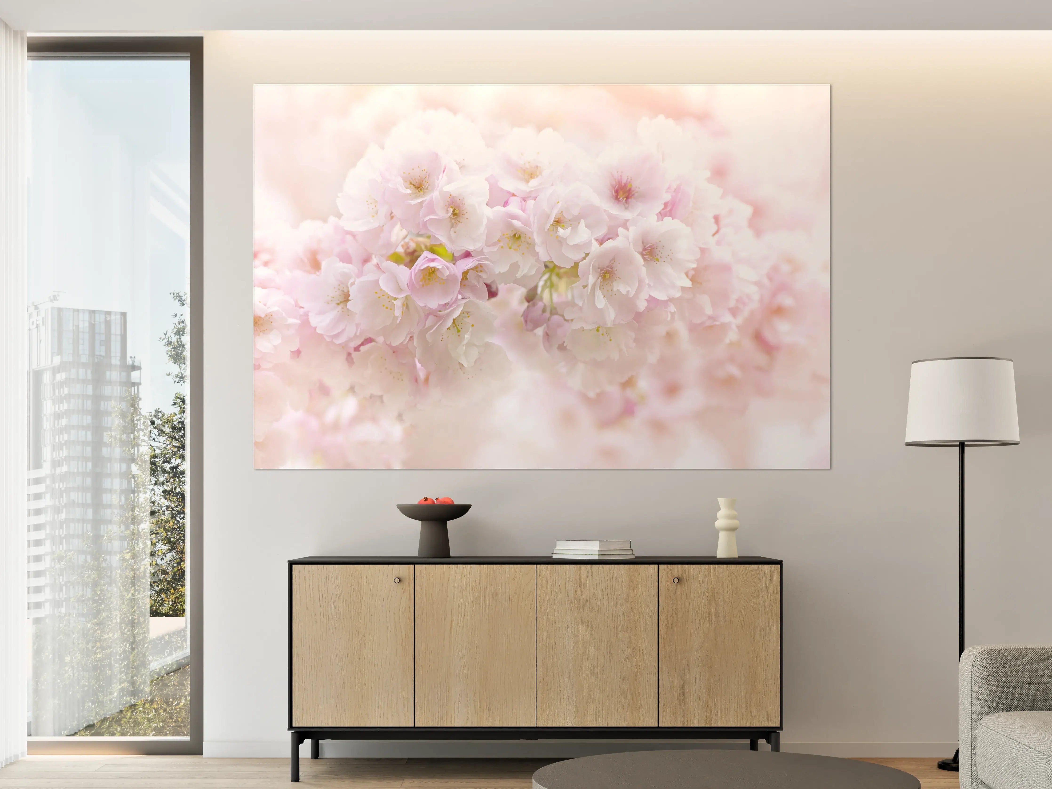 Große Wandbilder - Sanfte Kirschblüten in Pastellrosa