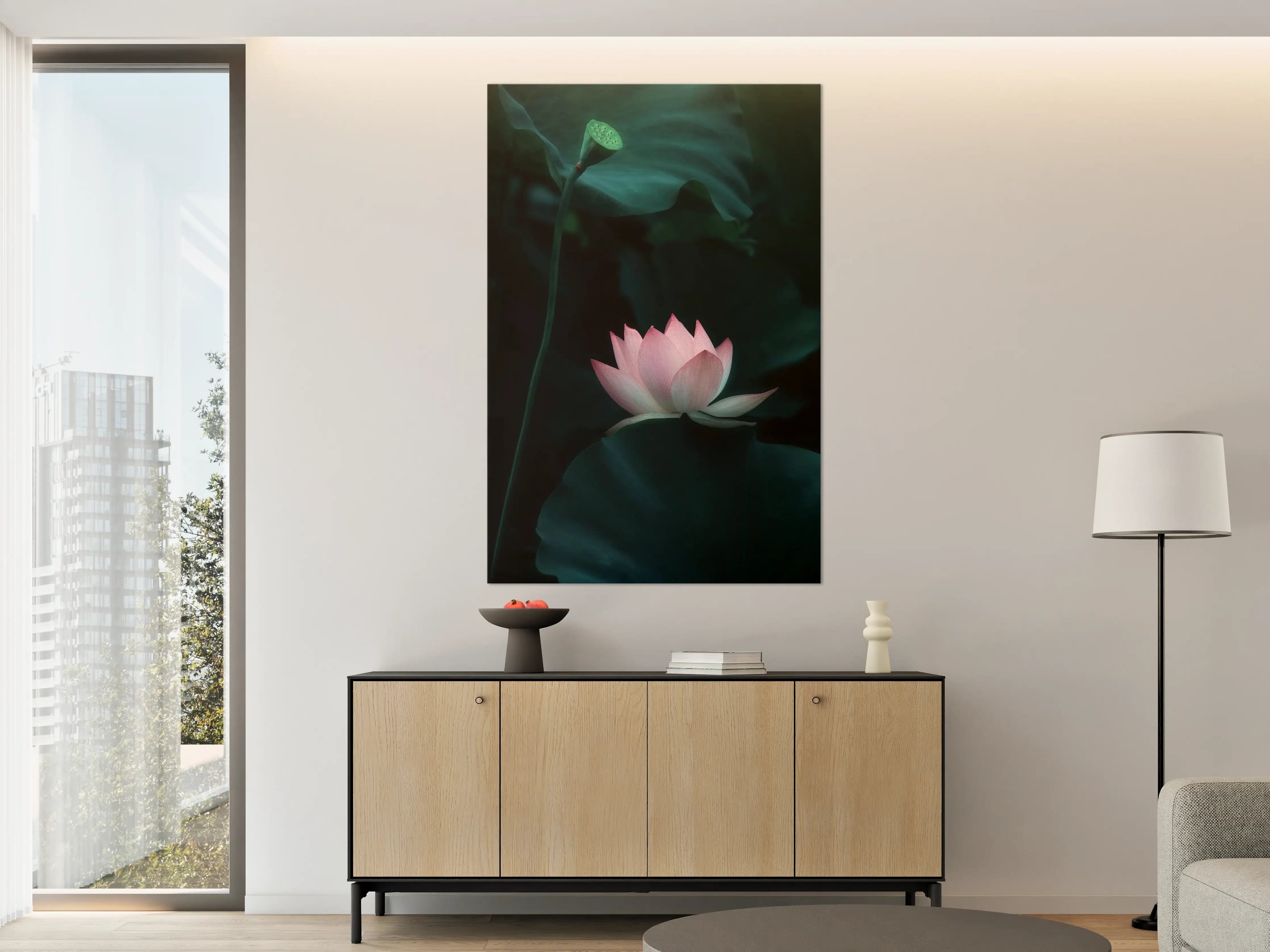 Große Wandbilder - Sanfte Lotus-Blüte im Wasser