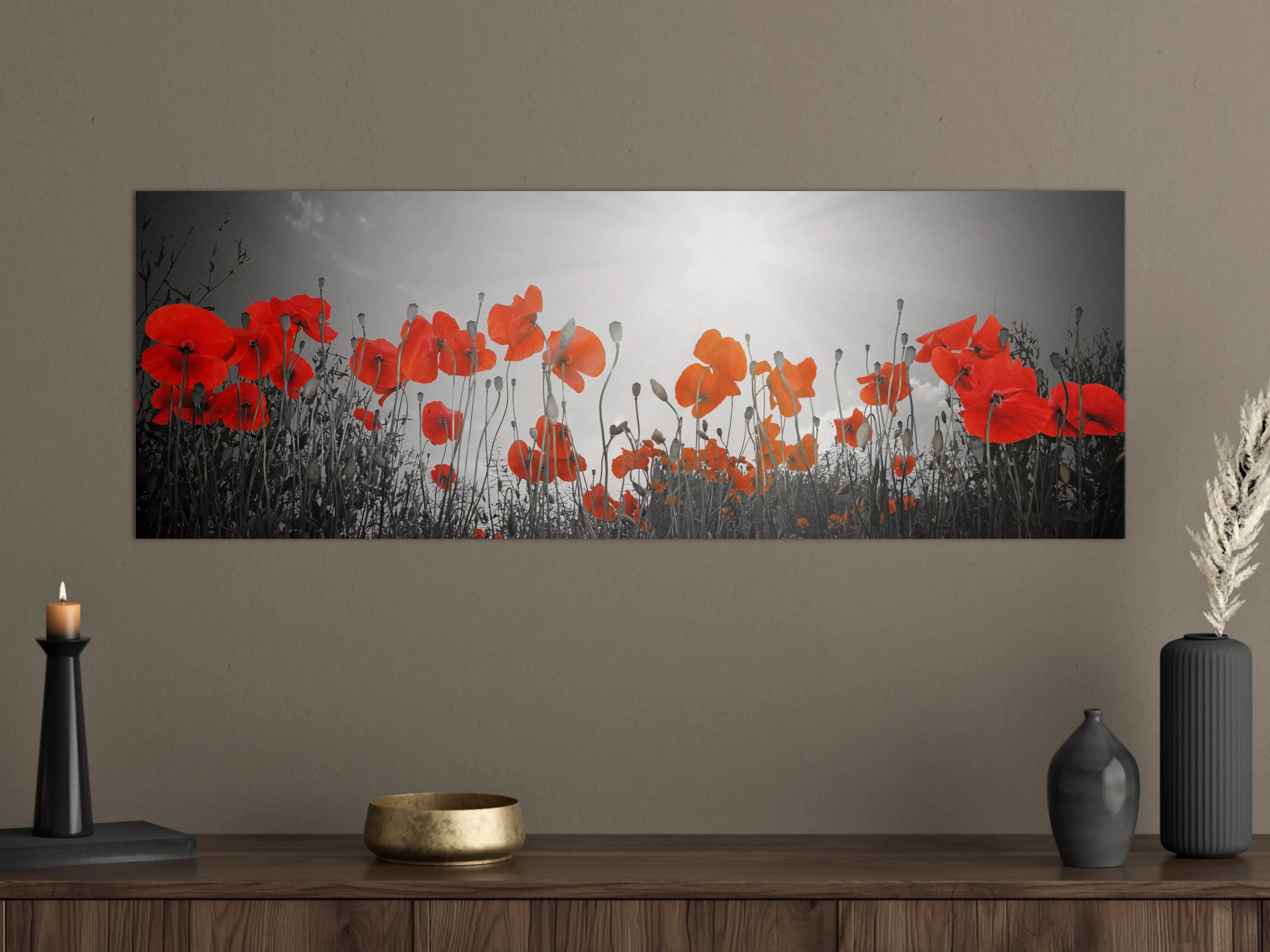Große Wandbilder - Sanfte Mohnblumen im grauen Licht