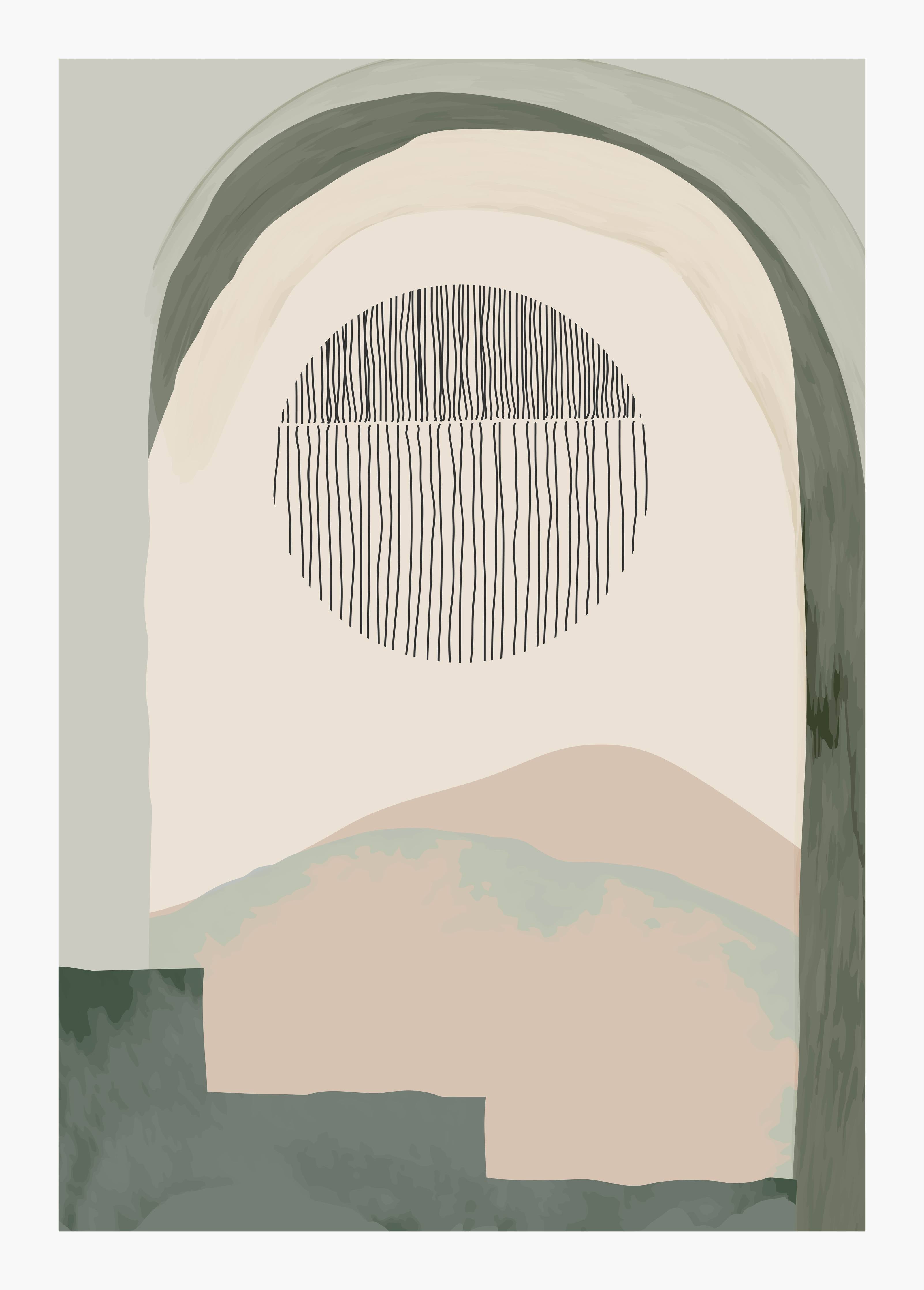 Große Wandbilder-Sanfte Natur-Illustration in Pastellfarben