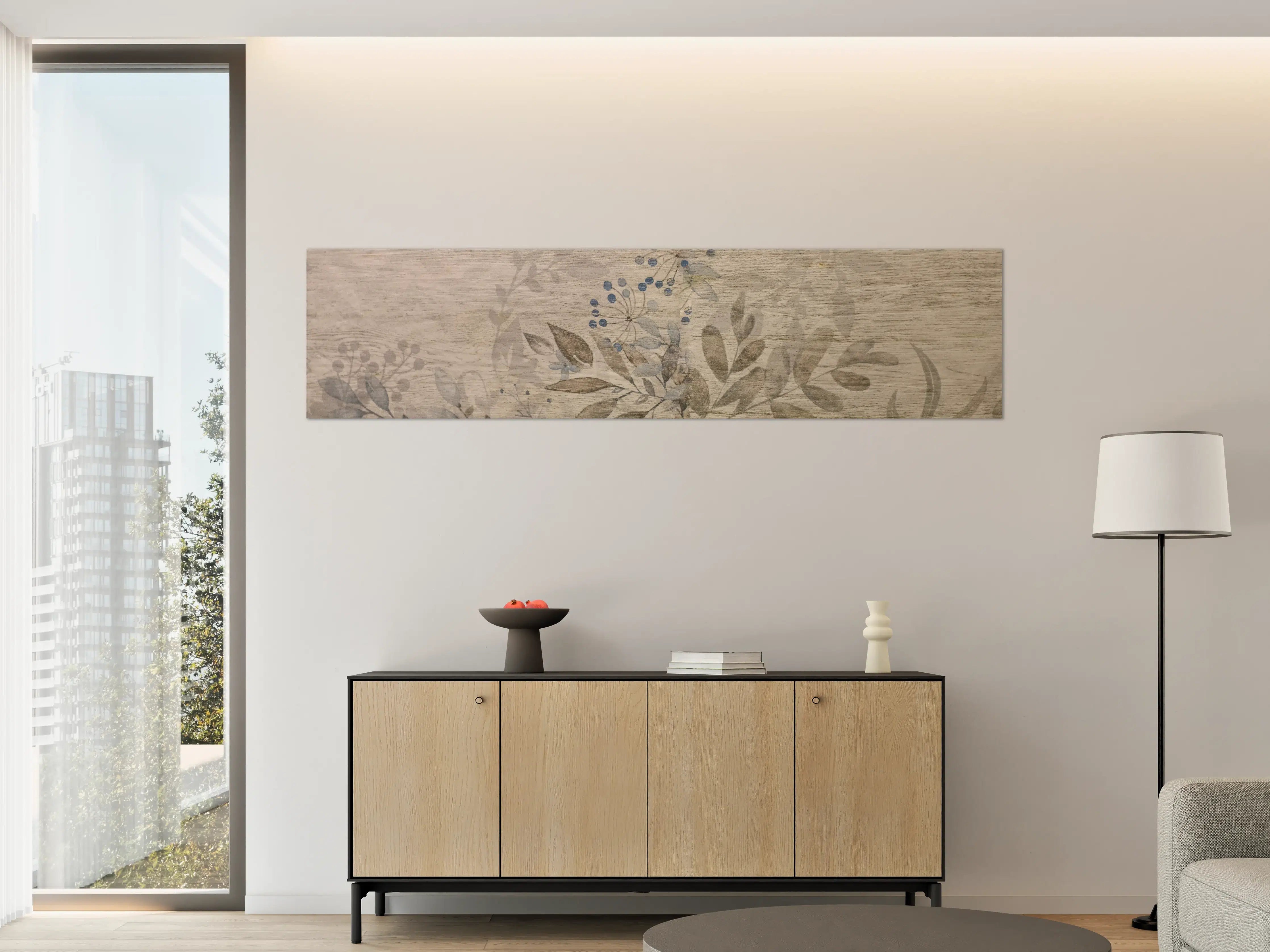 Große Wandbilder - Sanfte Naturblätter in Grau und Beige