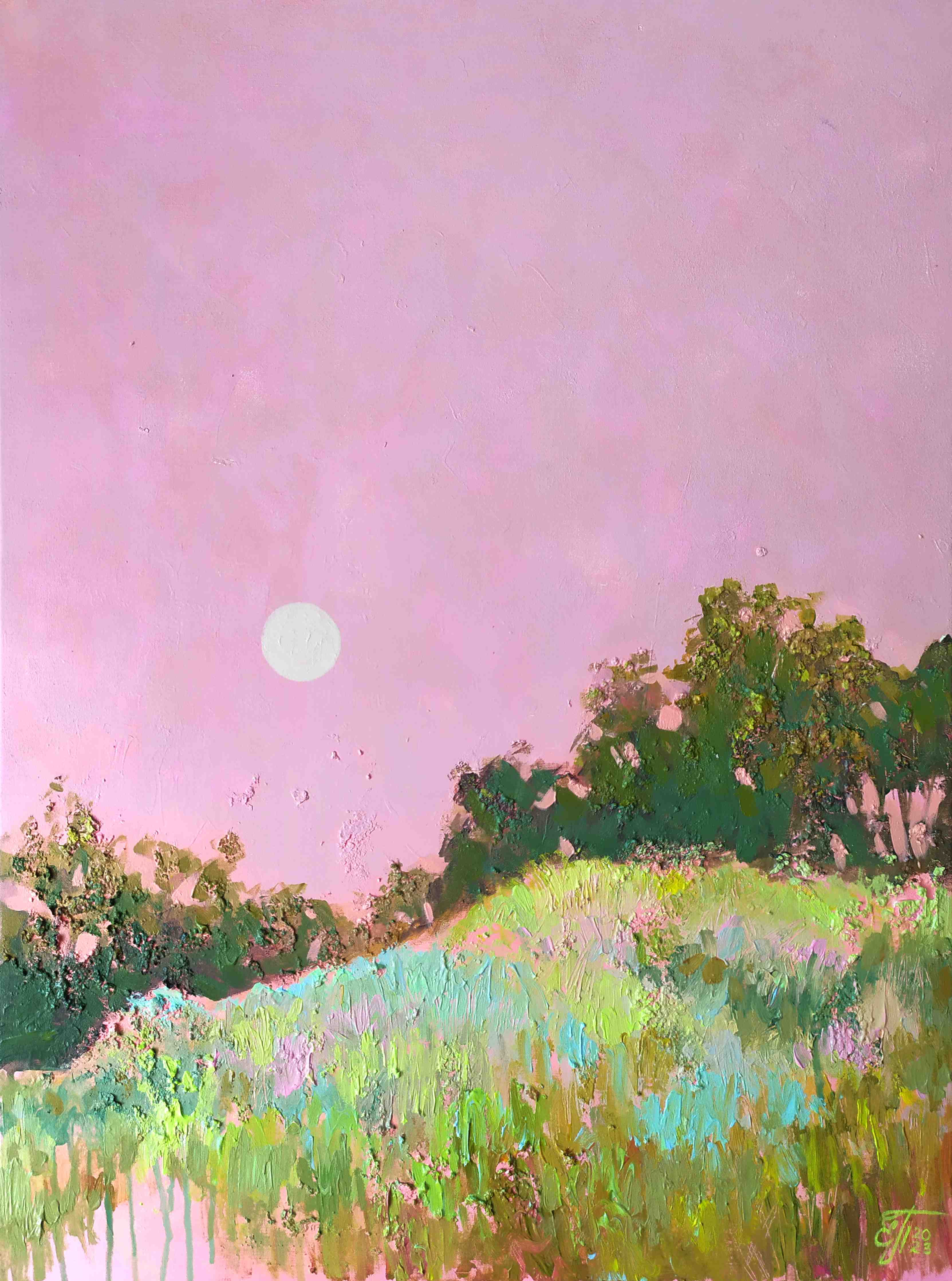 Große Wandbilder-Sanfte Pastell-Landschaft mit Sonnenuntergang