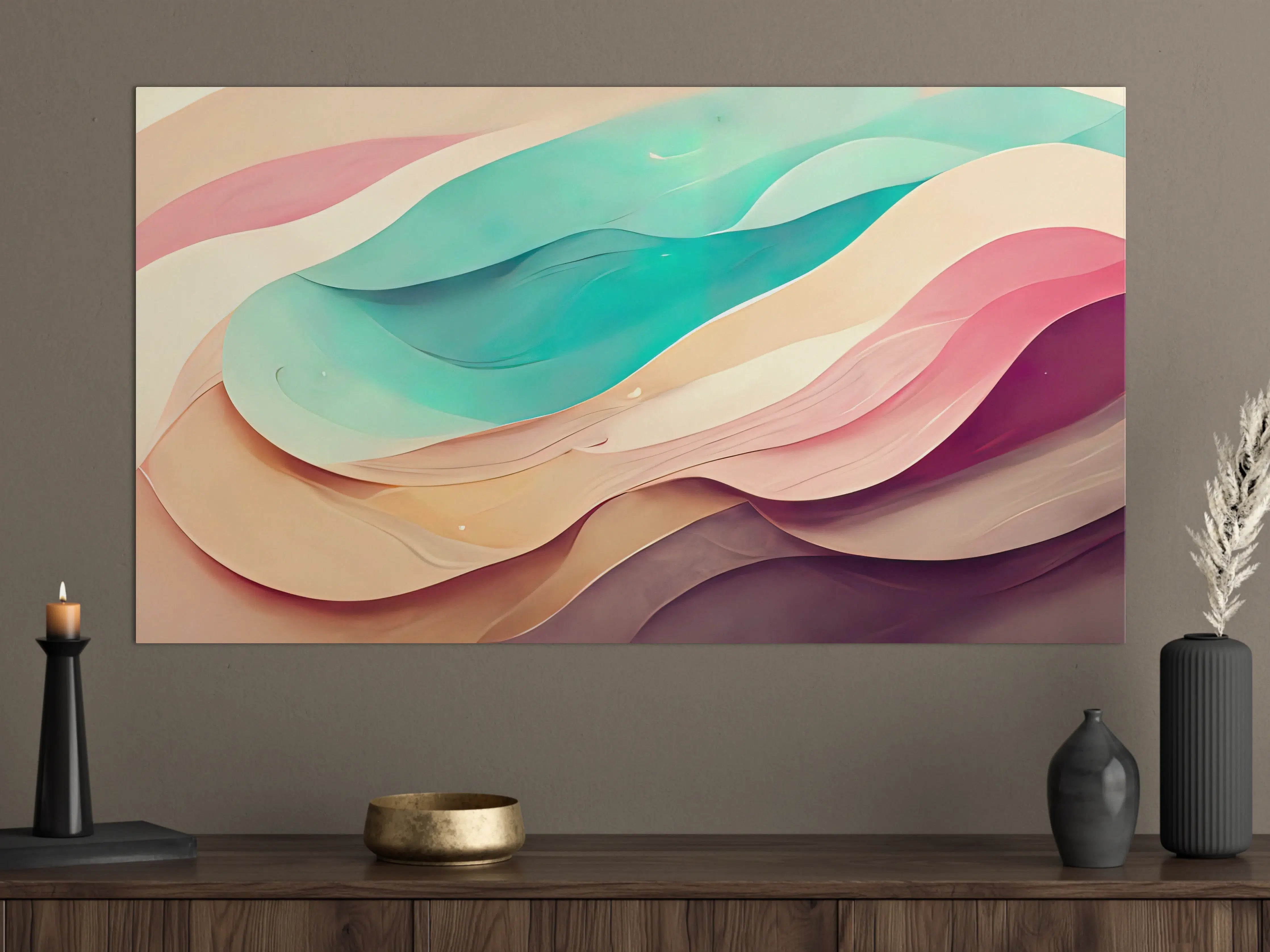 Große Wandbilder - Sanfte Pastell-Wellen in aquarellartiger Optik
