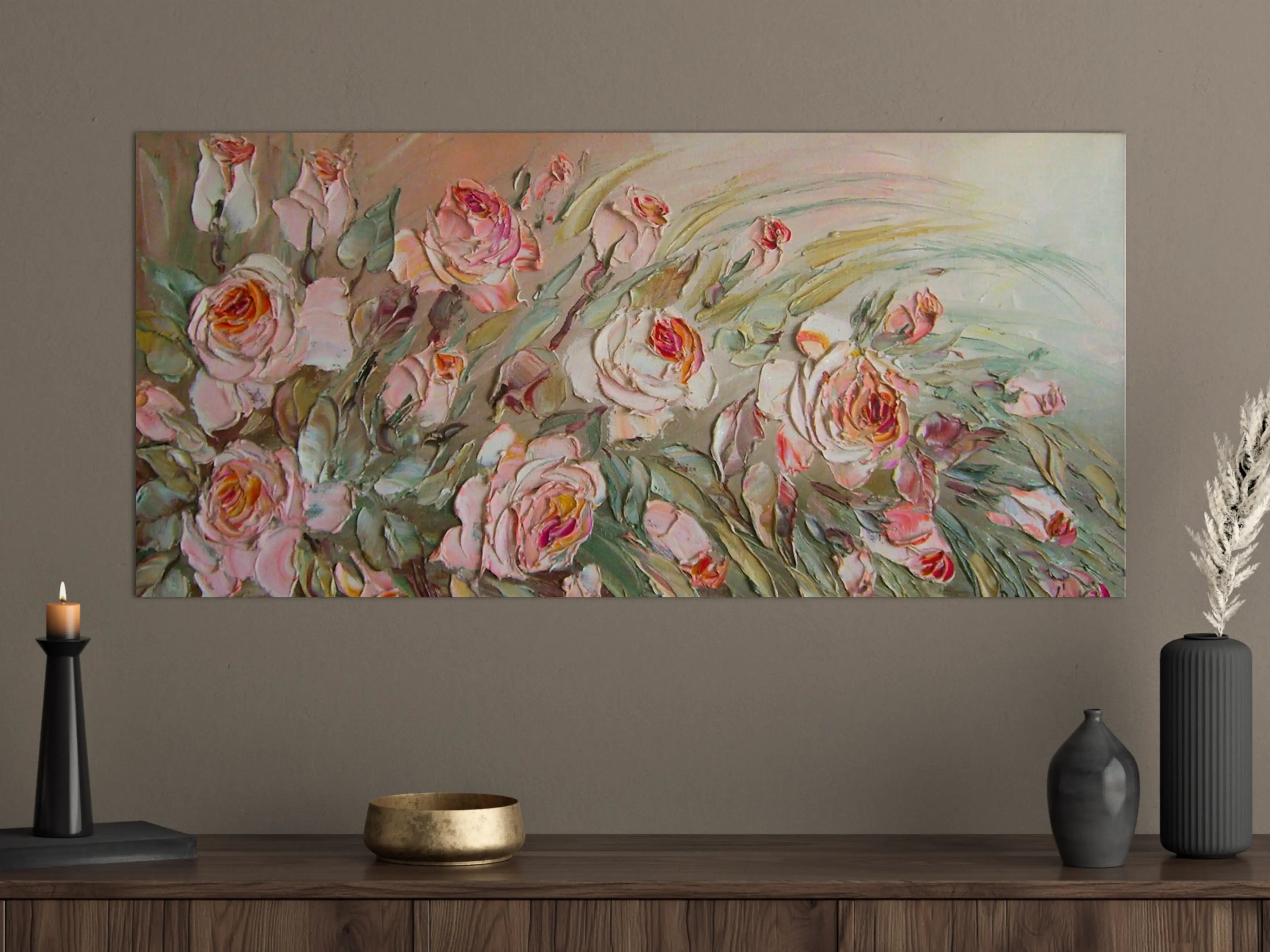 Große Wandbilder - Sanfte Rosen in Grauweiß-Tönen