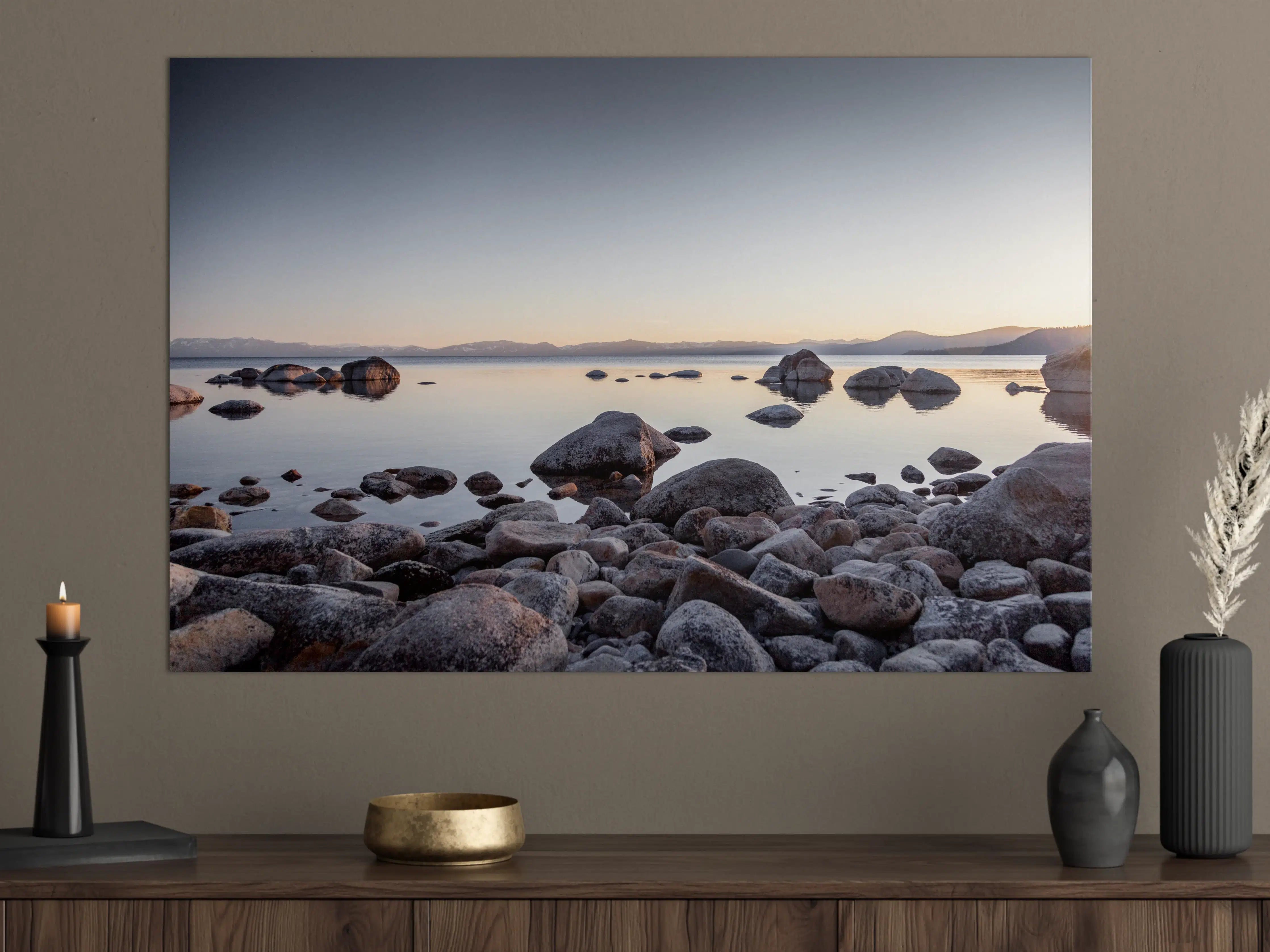 Große Wandbilder - Sanfte Seenlandschaft bei Sonnenuntergang
