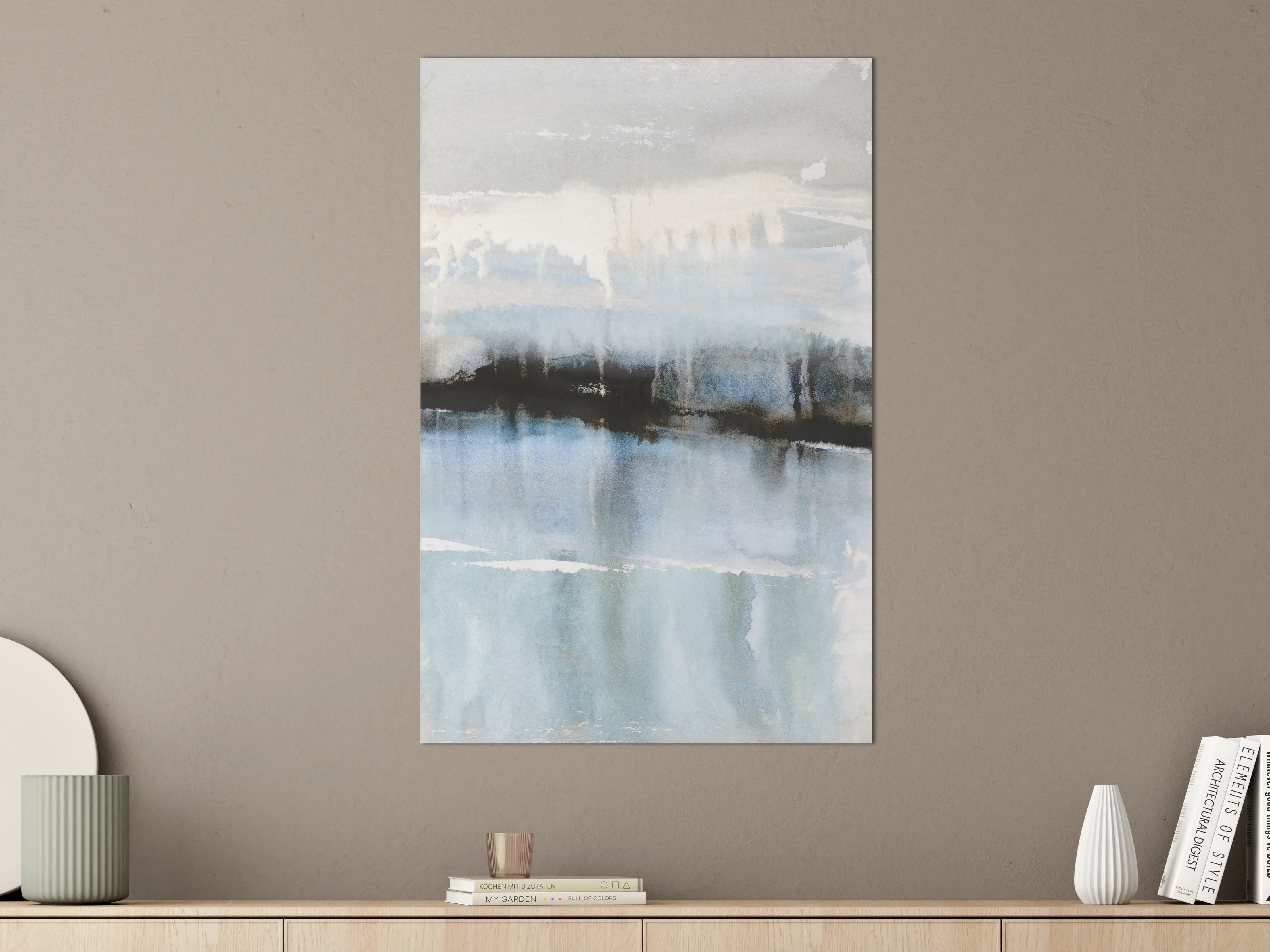 Große Wandbilder - Sanfte Wasserfarben in Blau und Grau