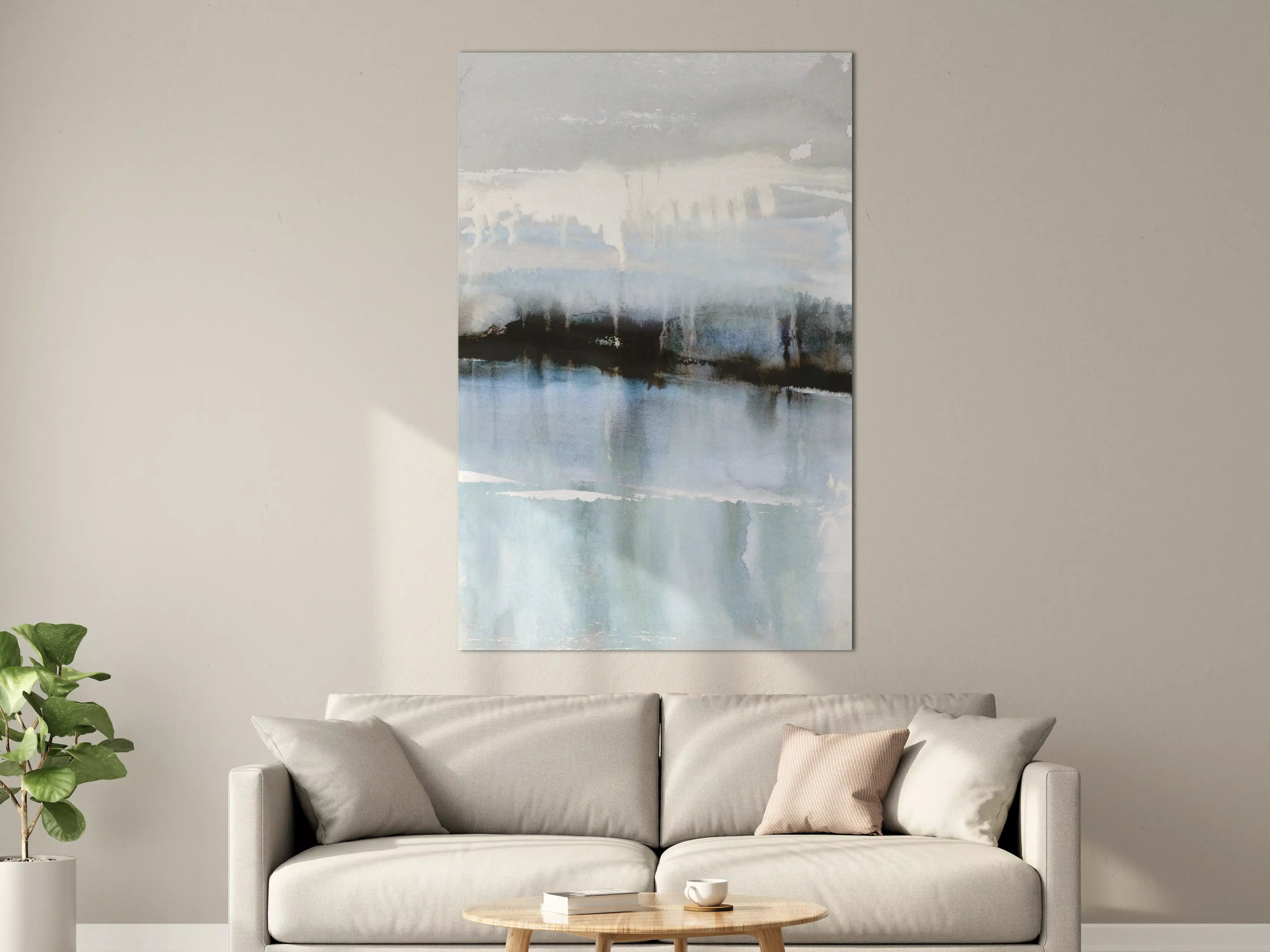 Große Wandbilder - Sanfte Wasserfarben in Blau und Grau