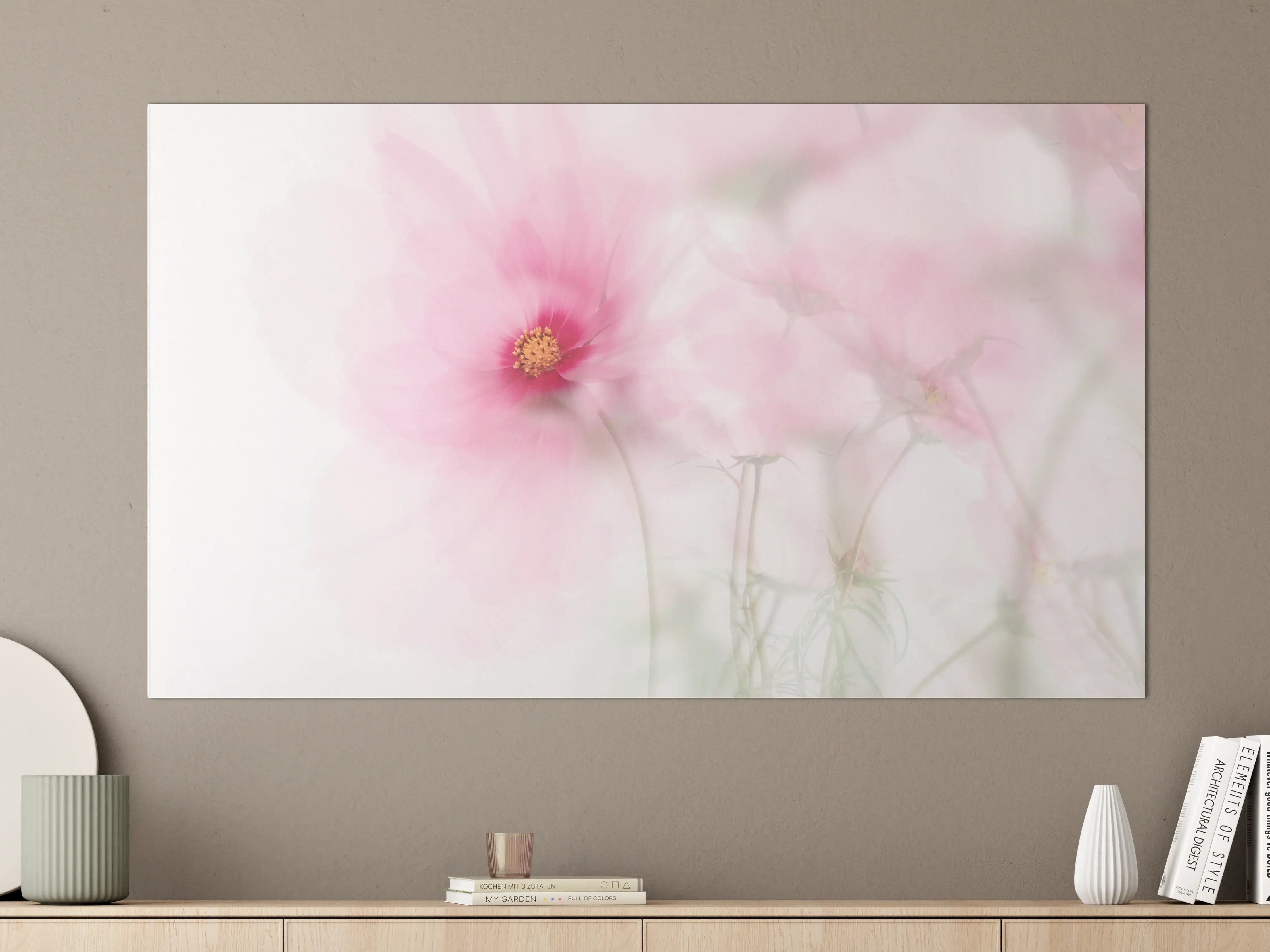 Große Wandbilder - Sanfte rosa Blumenwasser”,