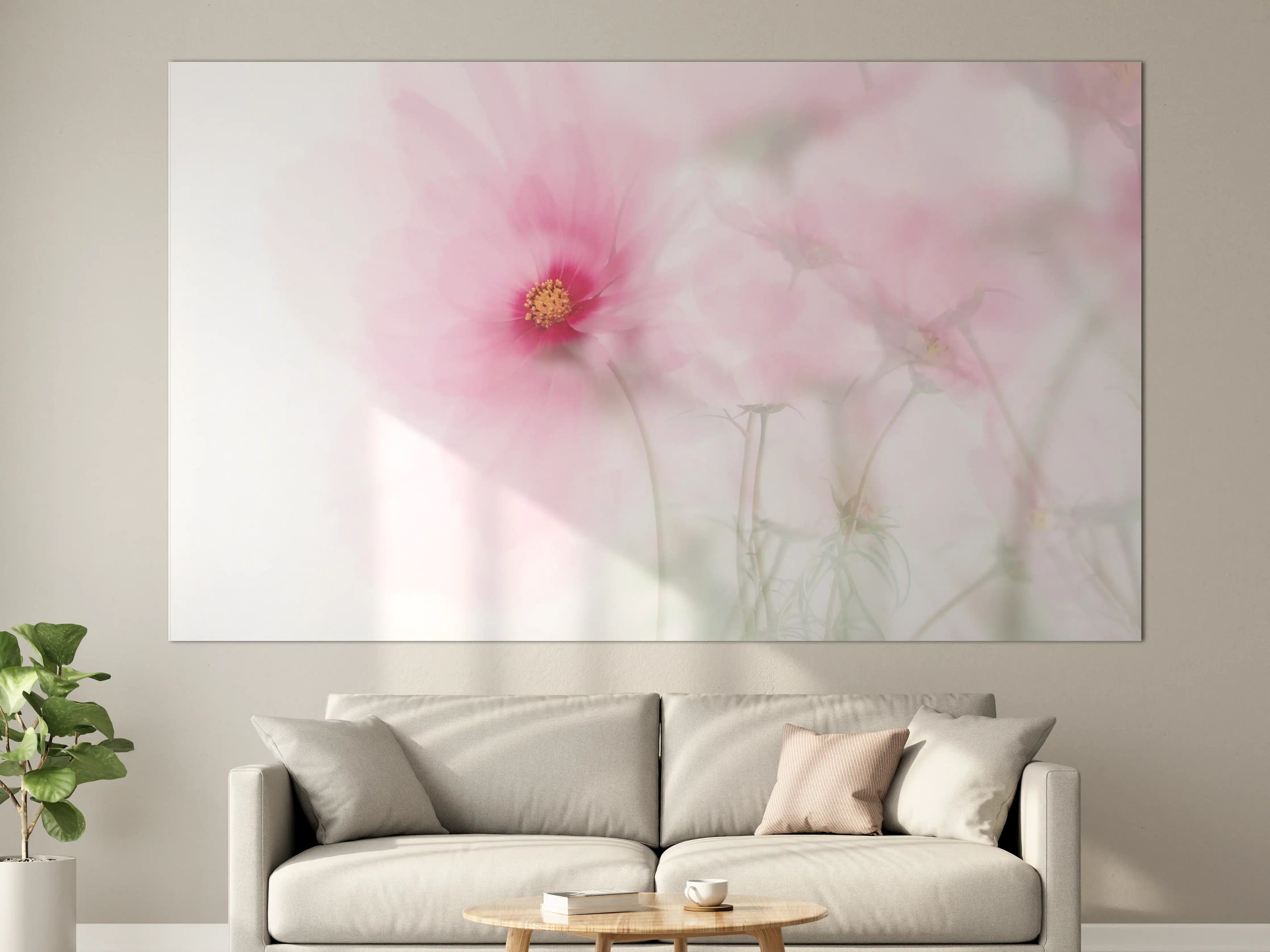 Große Wandbilder - Sanfte rosa Blumenwasser”,