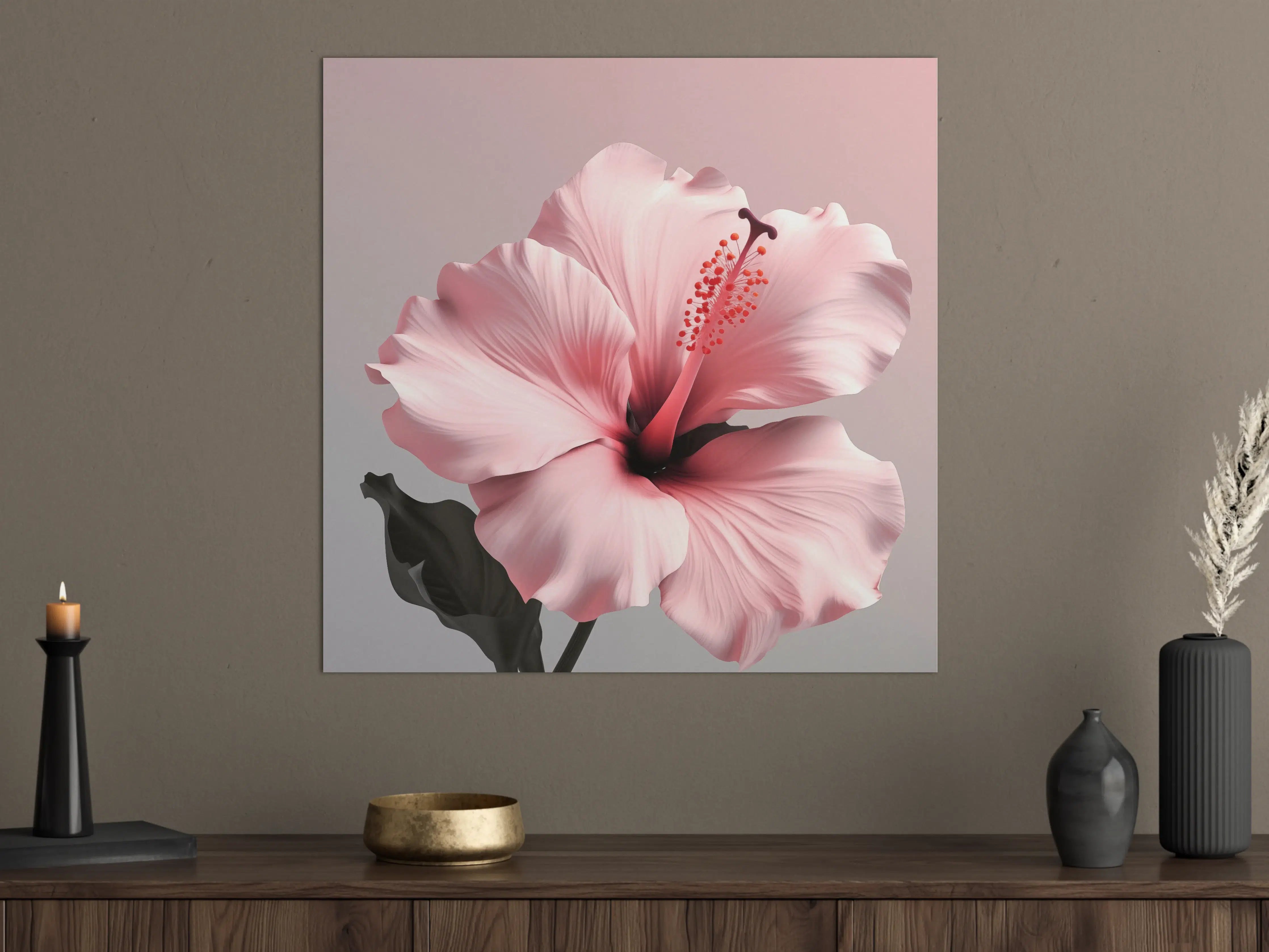 Große Wandbilder - Sanfte rosa Hibiskusblüte mit detailreicher Textur