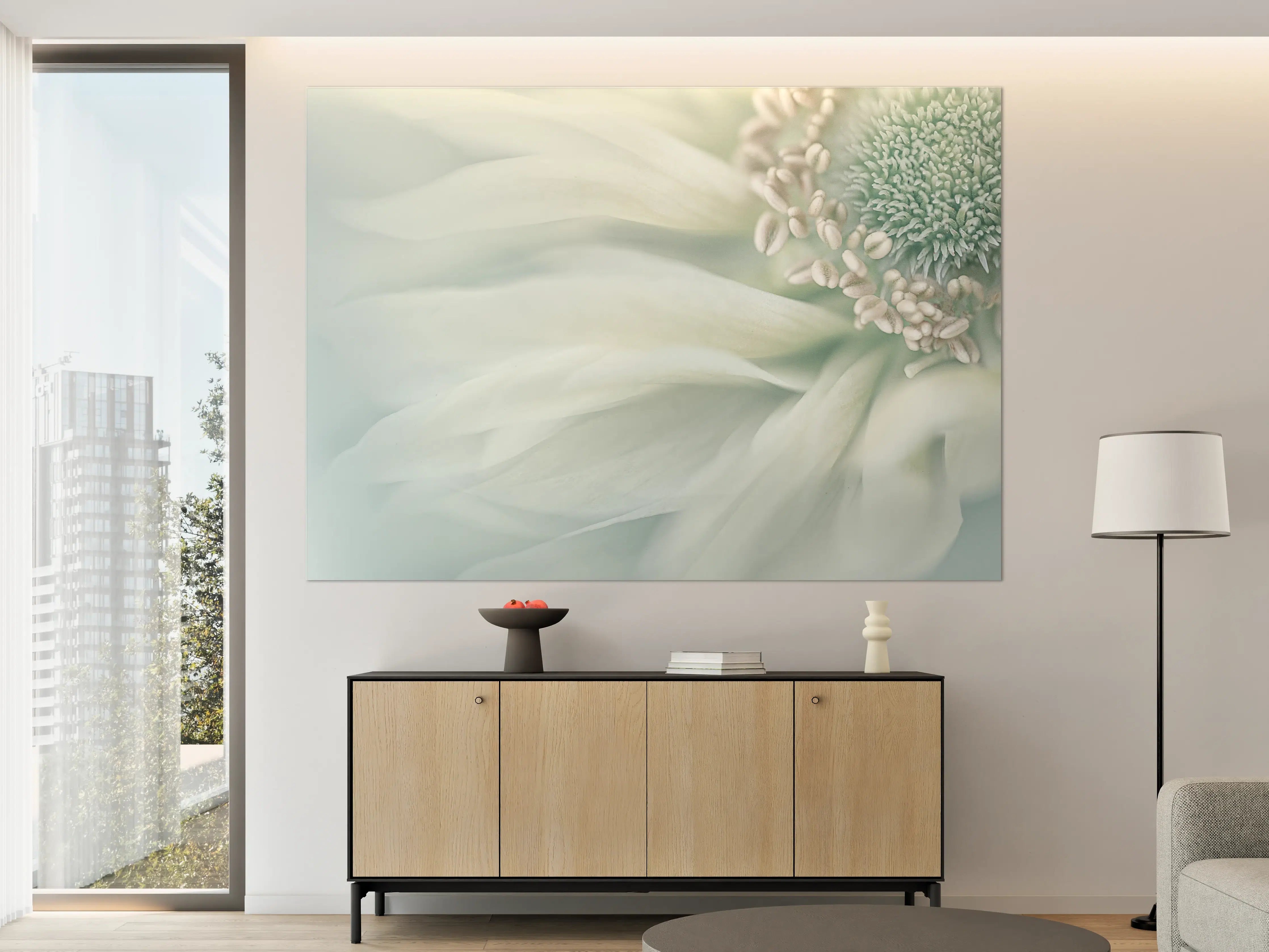 Große Wandbilder - Sanfte weiße Blume mit zarter Textur