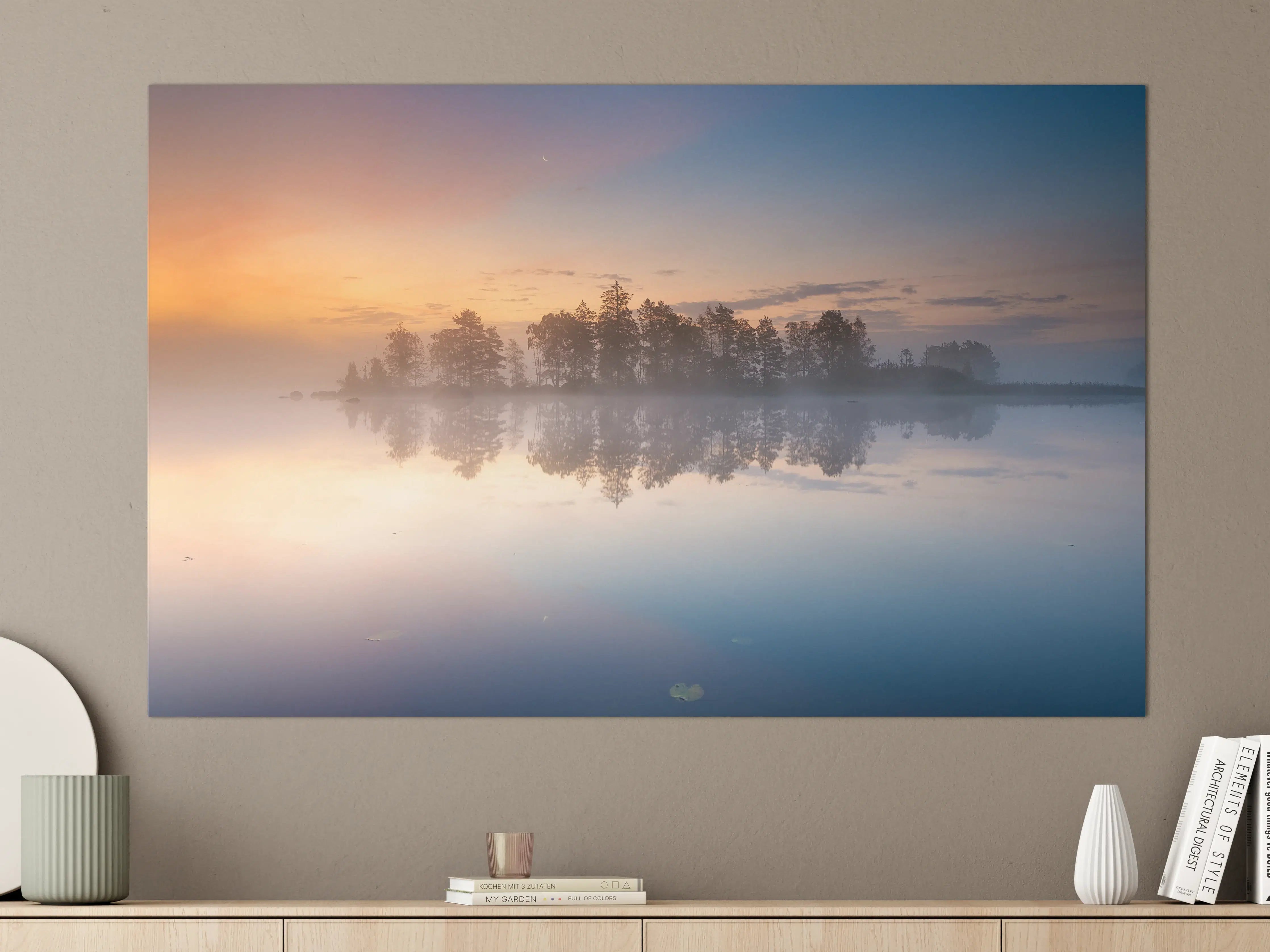Große Wandbilder - Sanfter Sonnenaufgang über dem Wasser