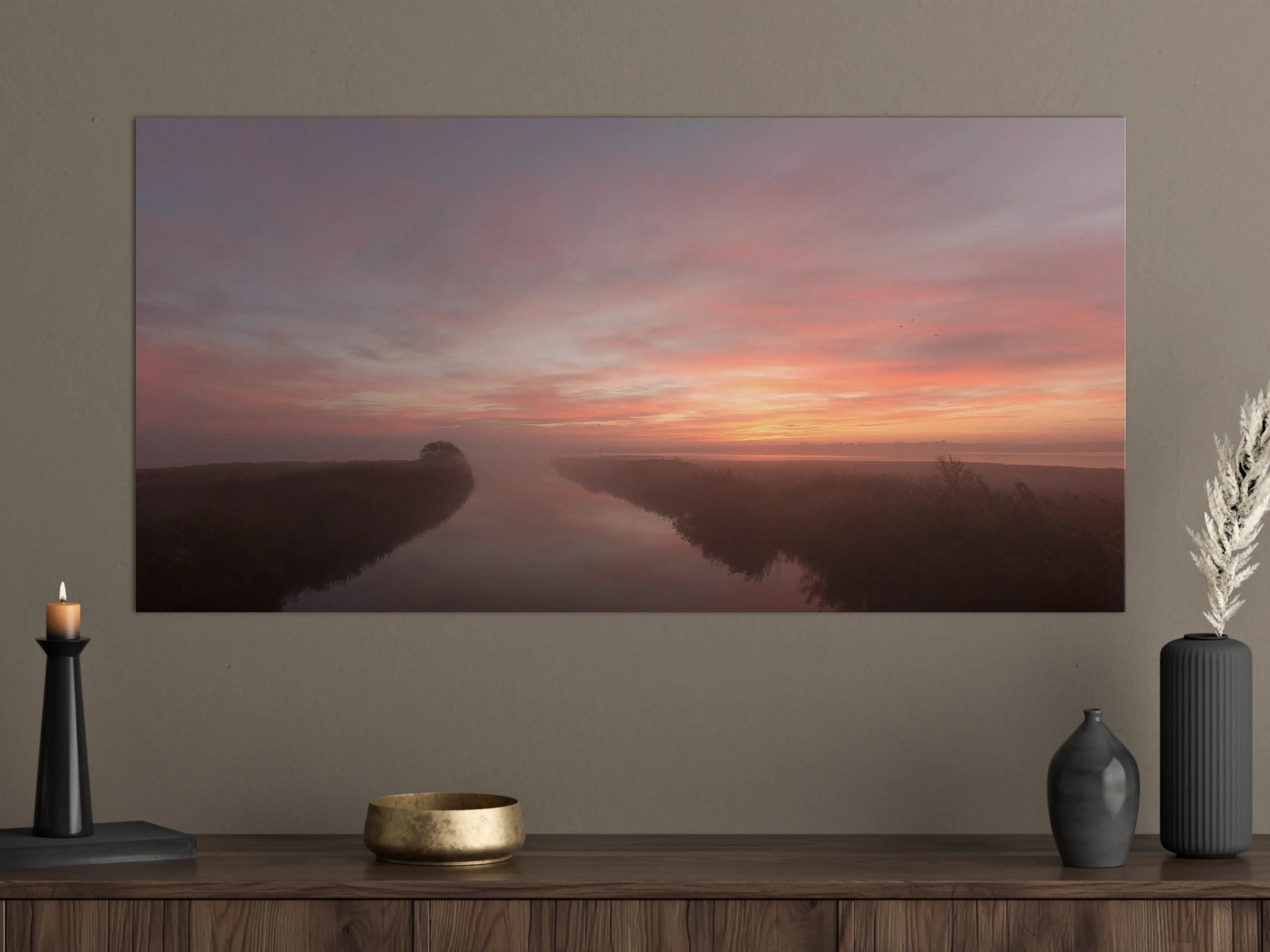 Große Wandbilder - Sanfter Sonnenuntergang über der Natur