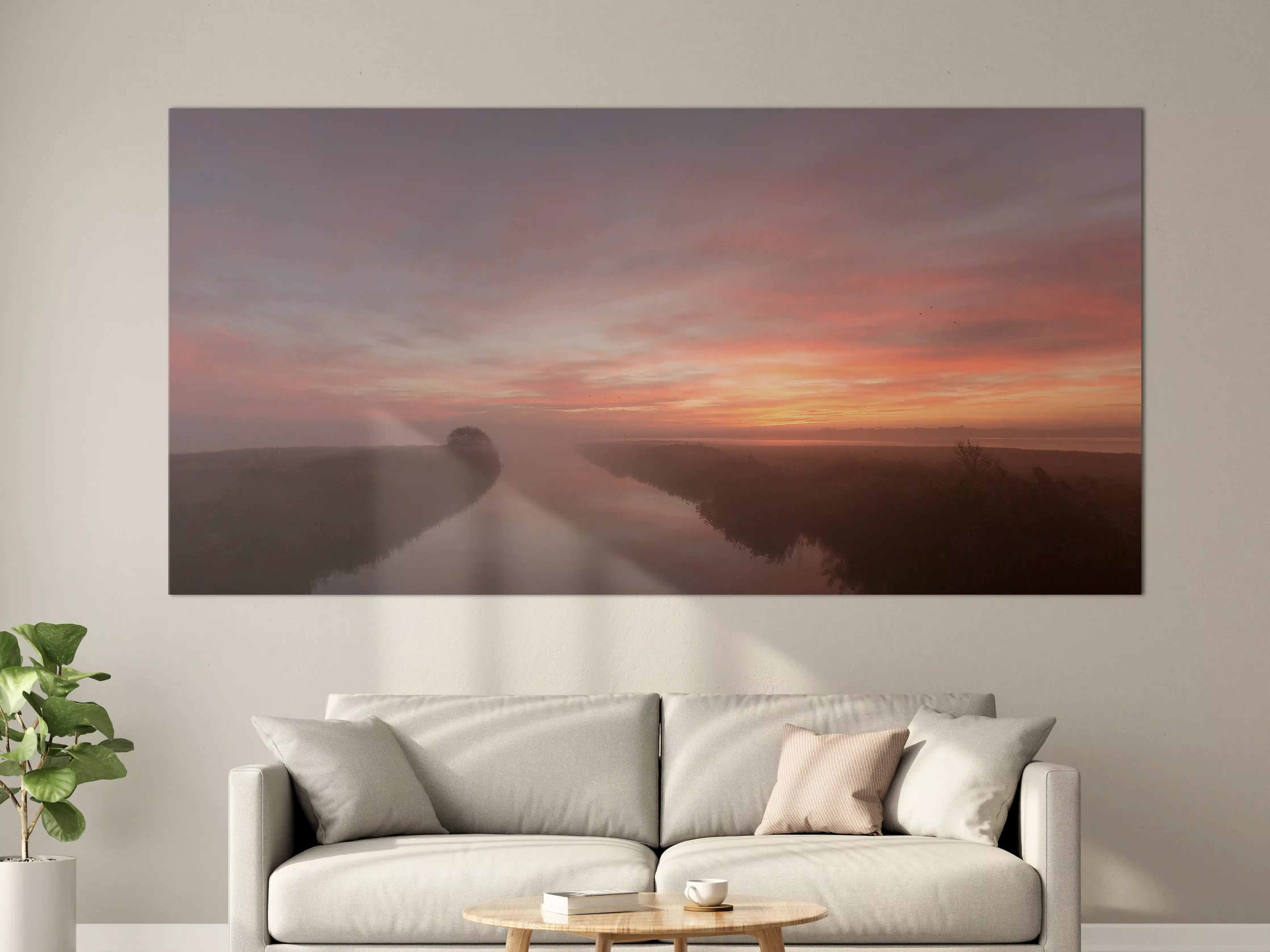 Große Wandbilder - Sanfter Sonnenuntergang über der Natur