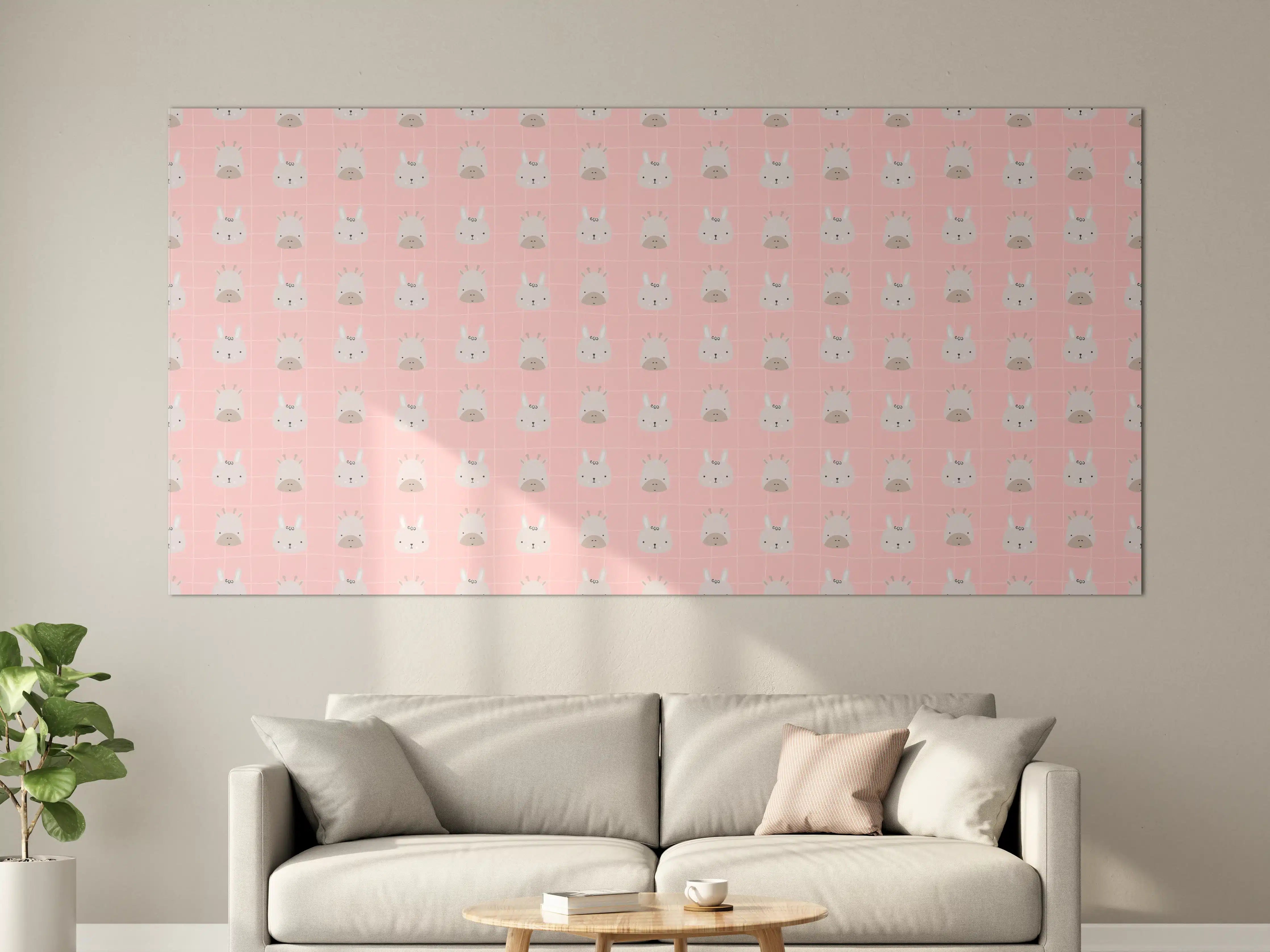 Große Wandbilder - Sanfter rosa Unicorn-Print in Pastellfarben