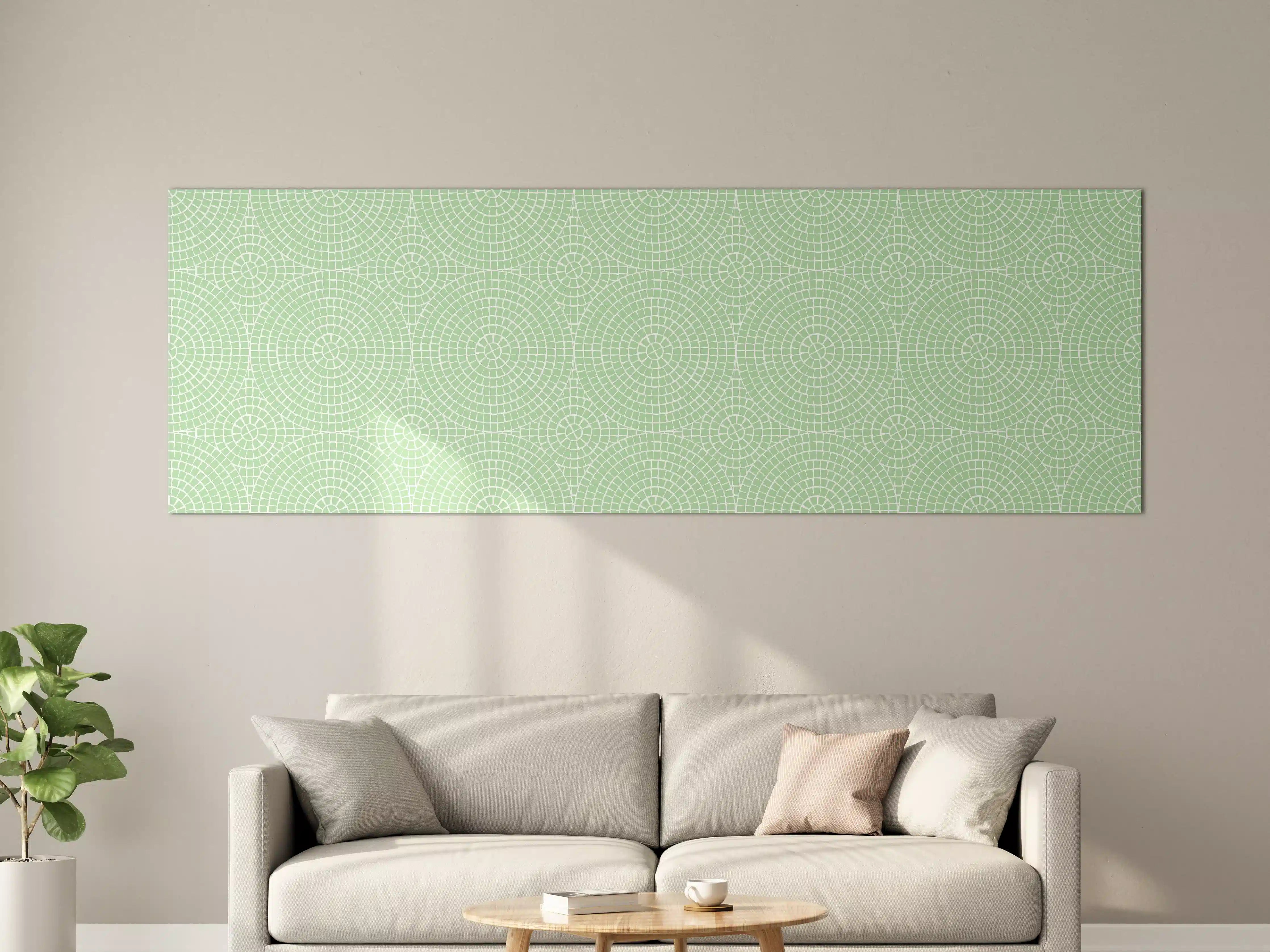 Große Wandbilder - Sanftes Mint mit Graufliesen