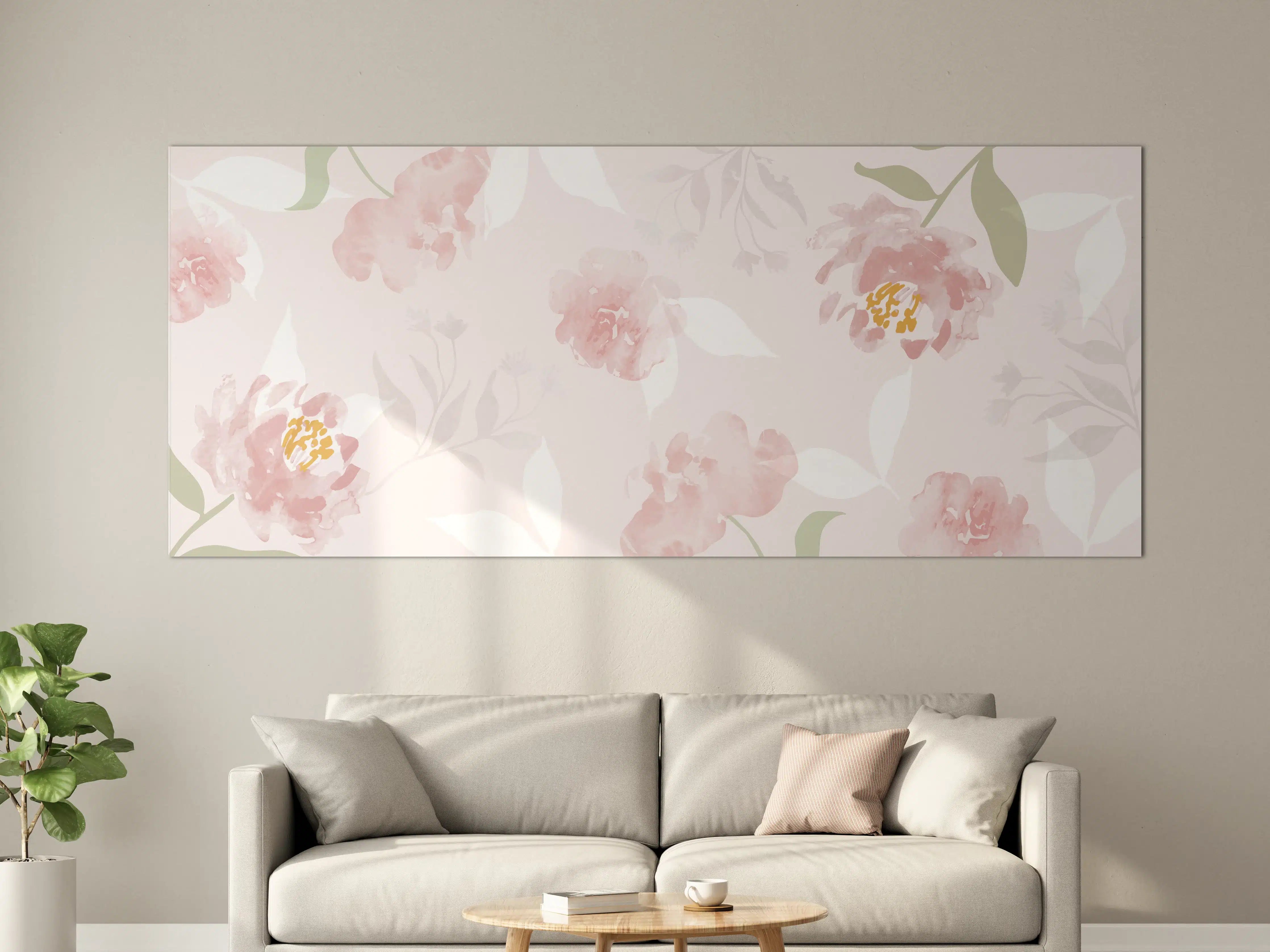 Große Wandbilder - Sanftes Rosa Blumenmuster Design