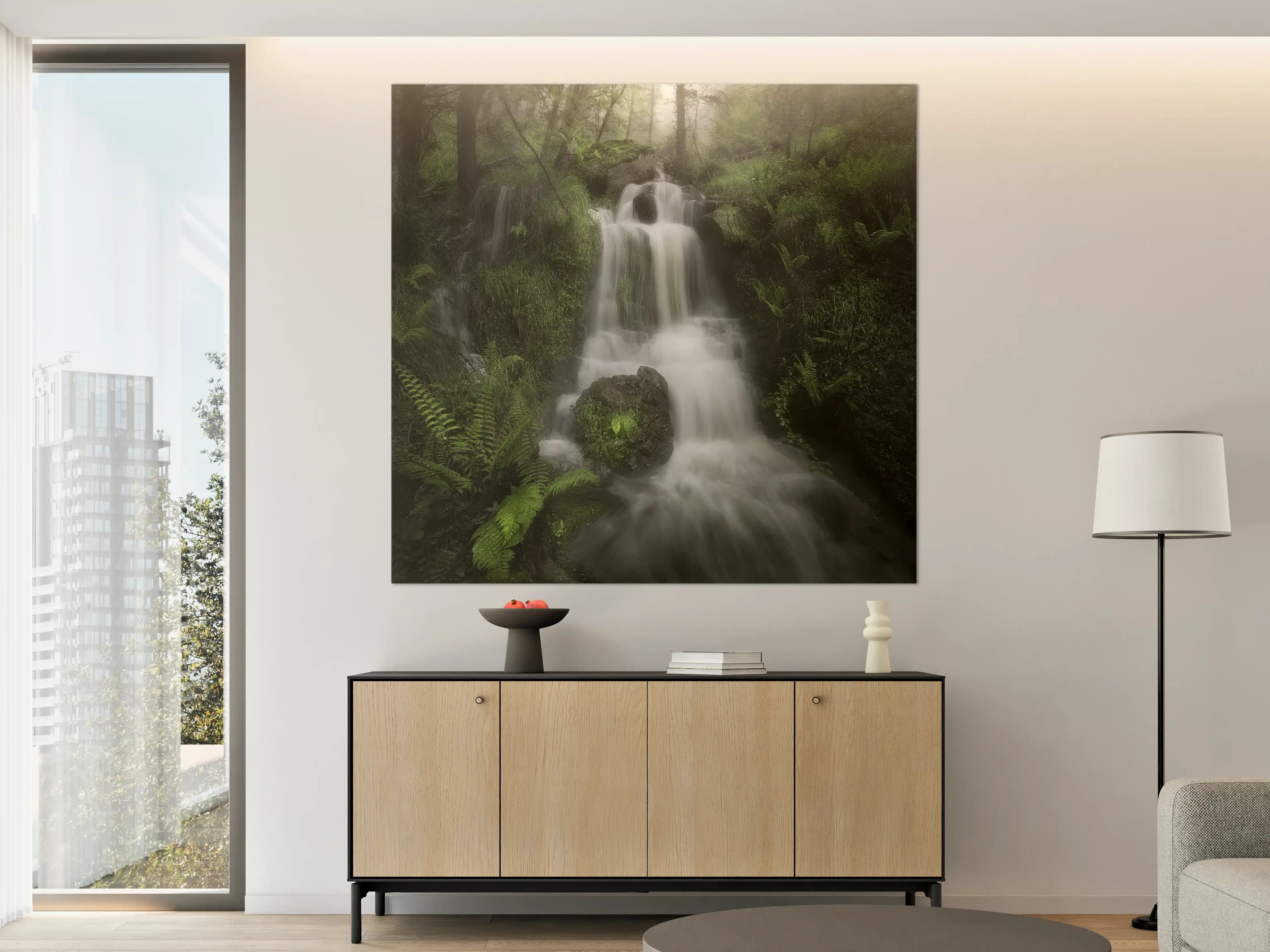 Große Wandbilder - Sanftes Wasserfall in mystischem Wald