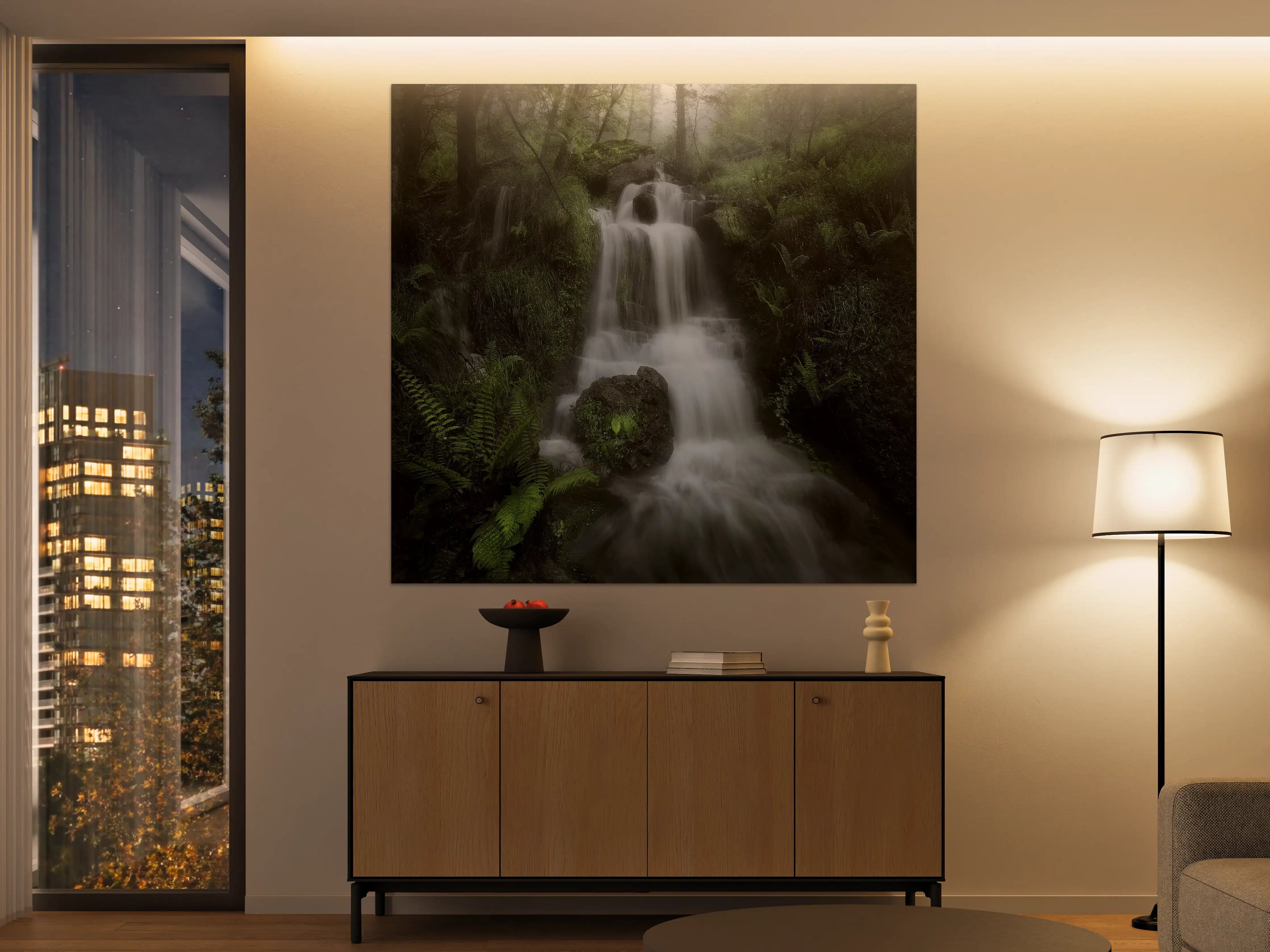 Große Wandbilder - Sanftes Wasserfall in mystischem Wald