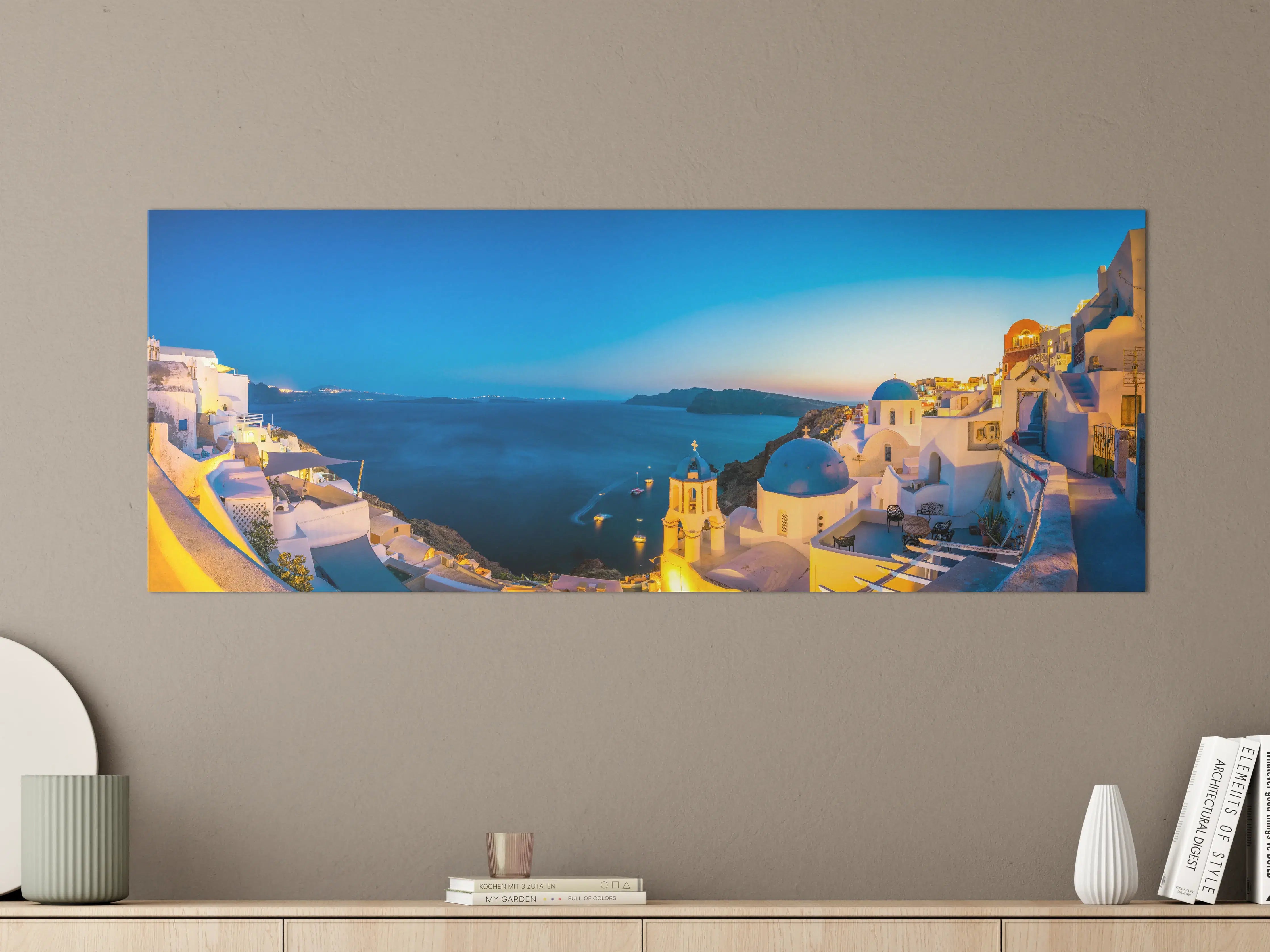 Große Wandbilder - Santorini Blau-Weiß Panorama
