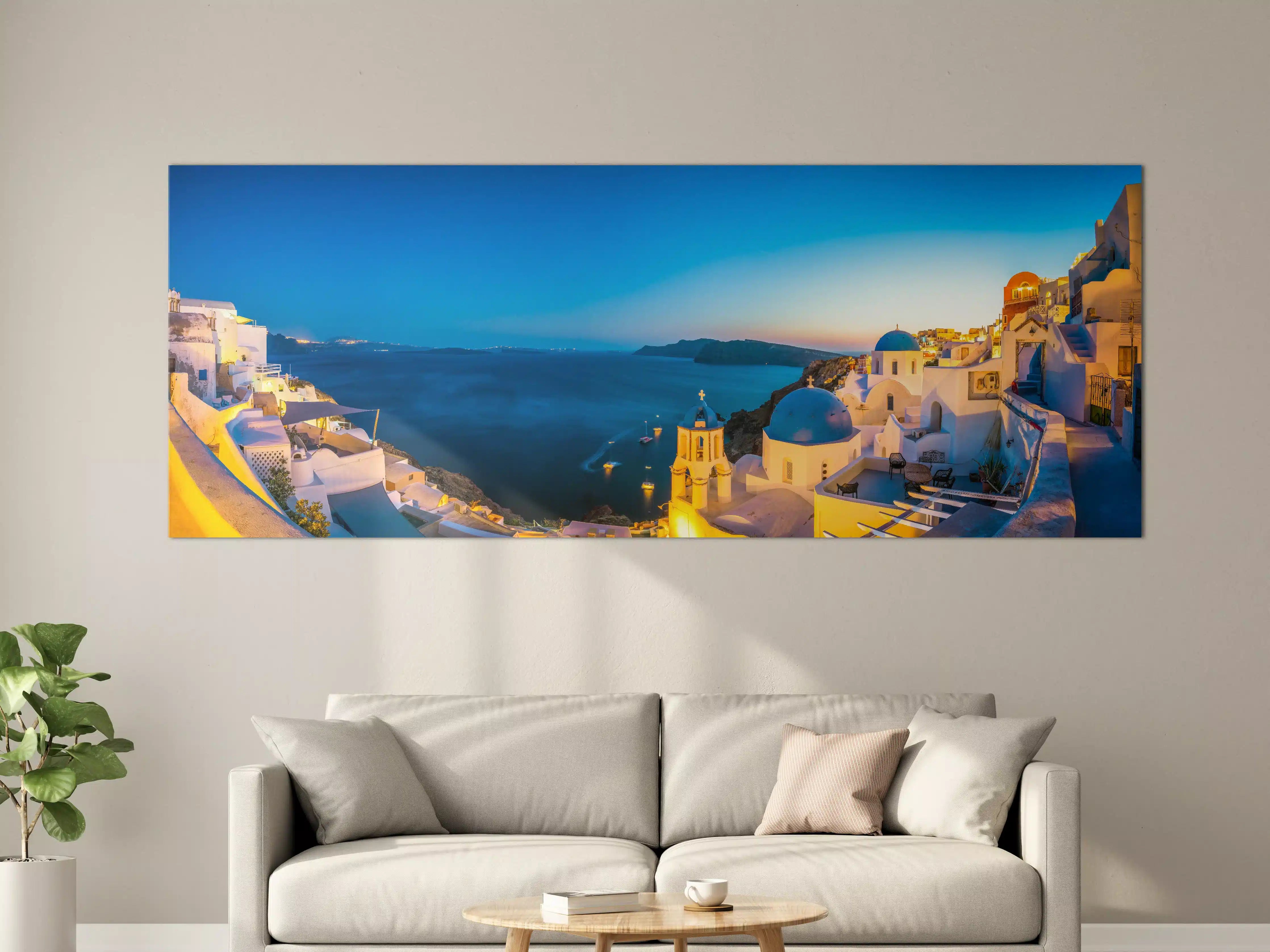Große Wandbilder - Santorini Blau-Weiß Panorama