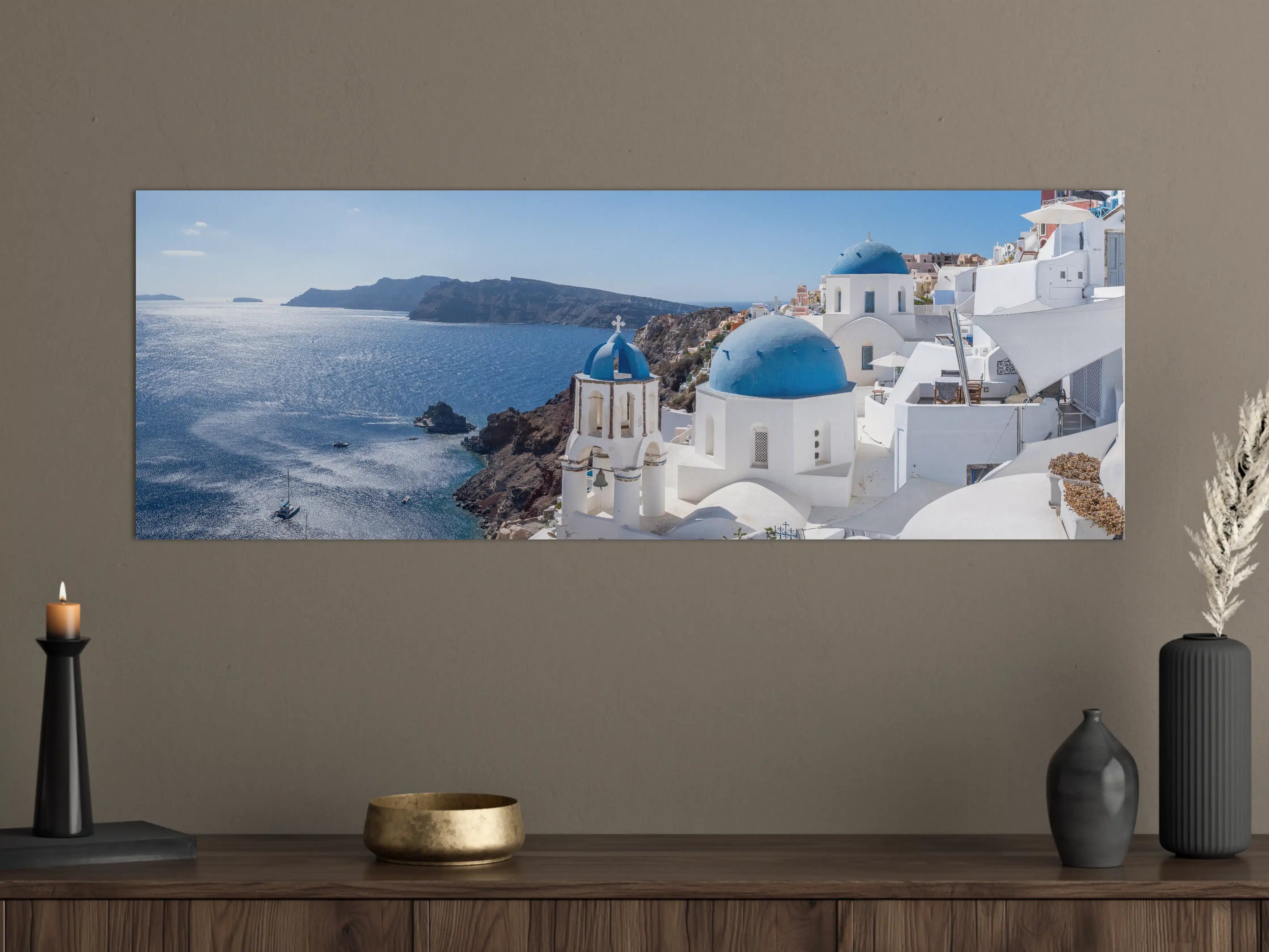 Große Wandbilder - Santorini Blau-Weiß Skyline