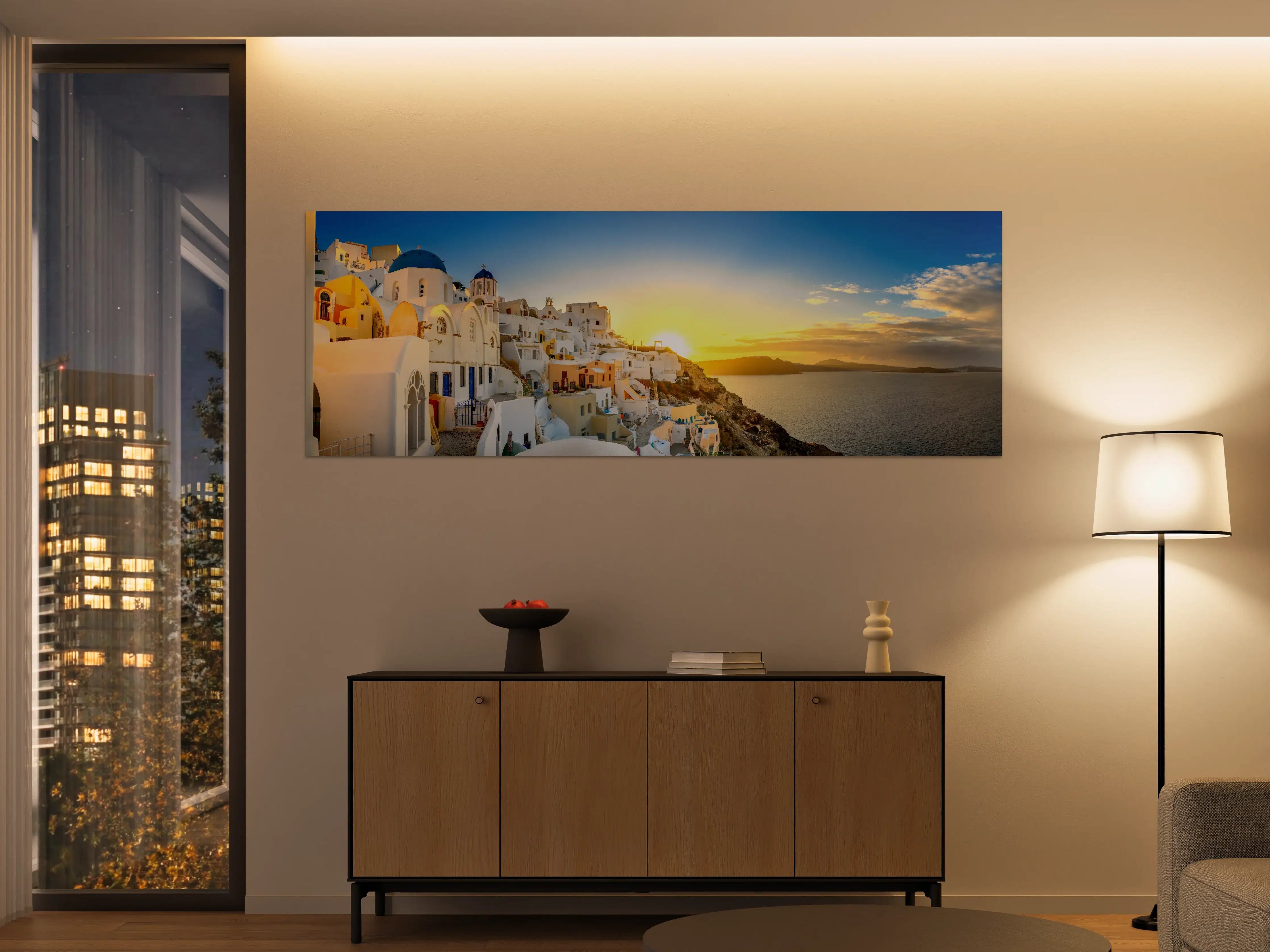 Große Wandbilder - Santorini Sonnenuntergang Skyline