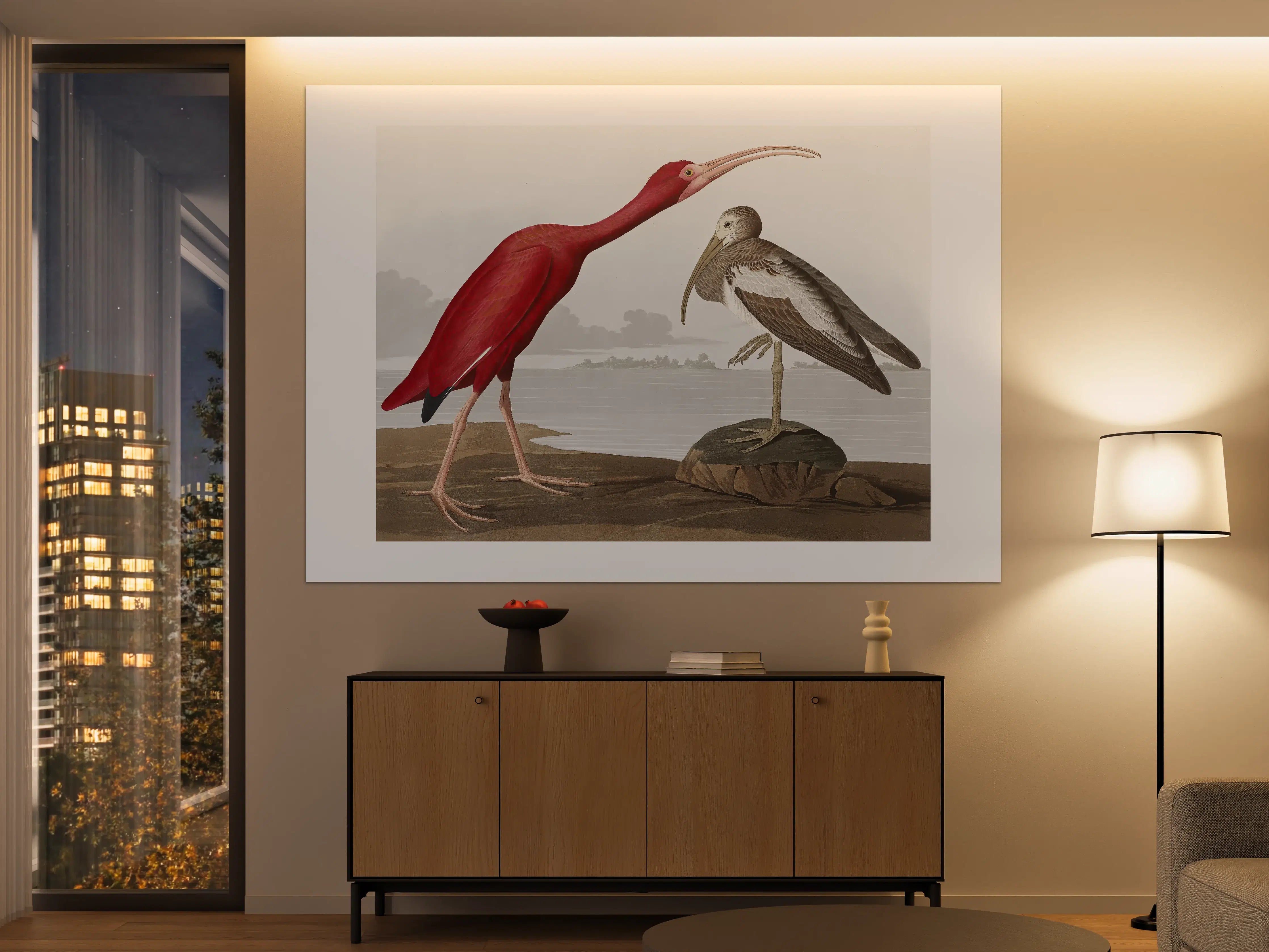 Große Wandbilder - Scharlachsichler Portrait - John James Audubon