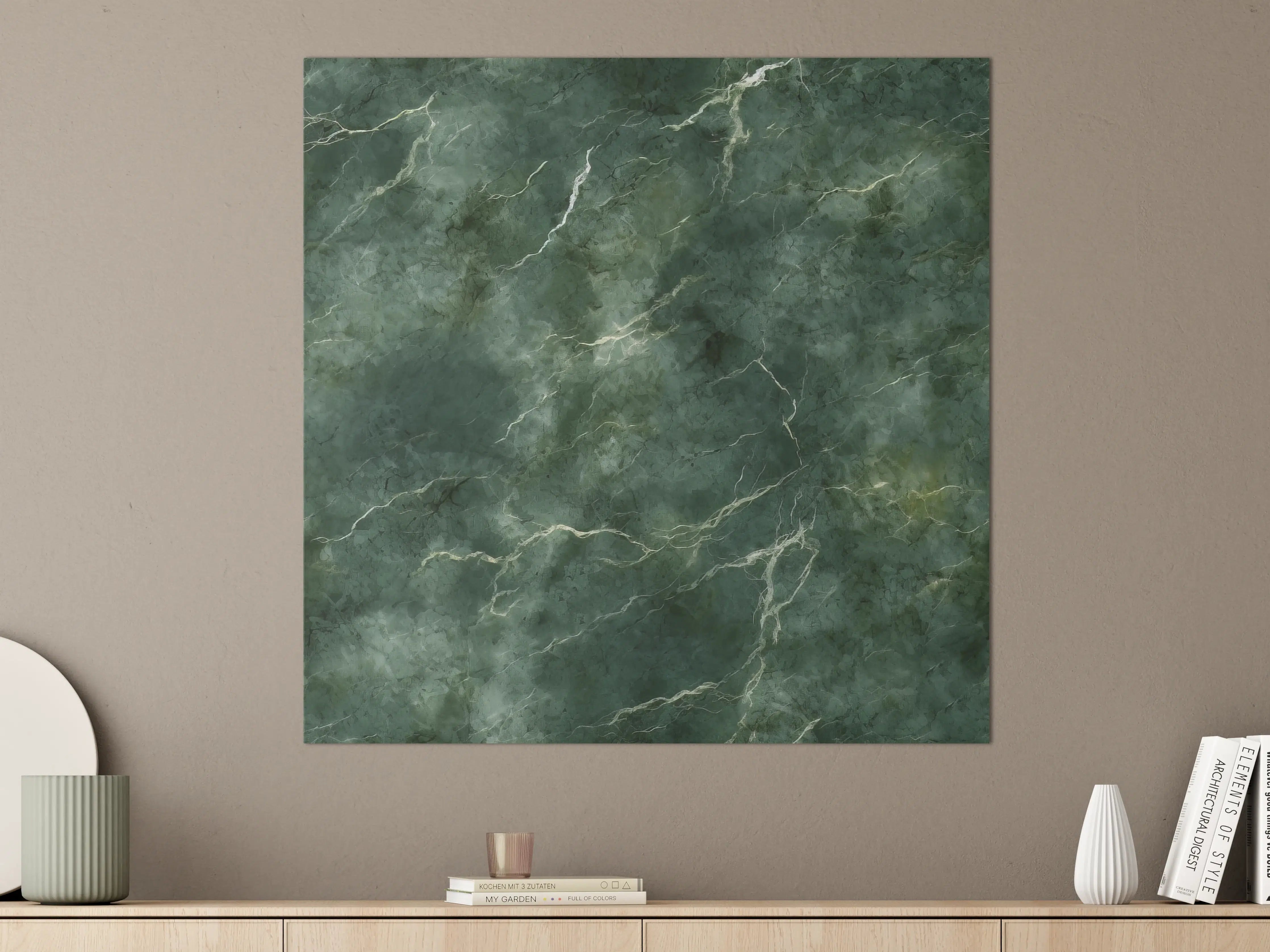 Große Wandbilder - Schimmernde Grauwelle mit Marmor-Details