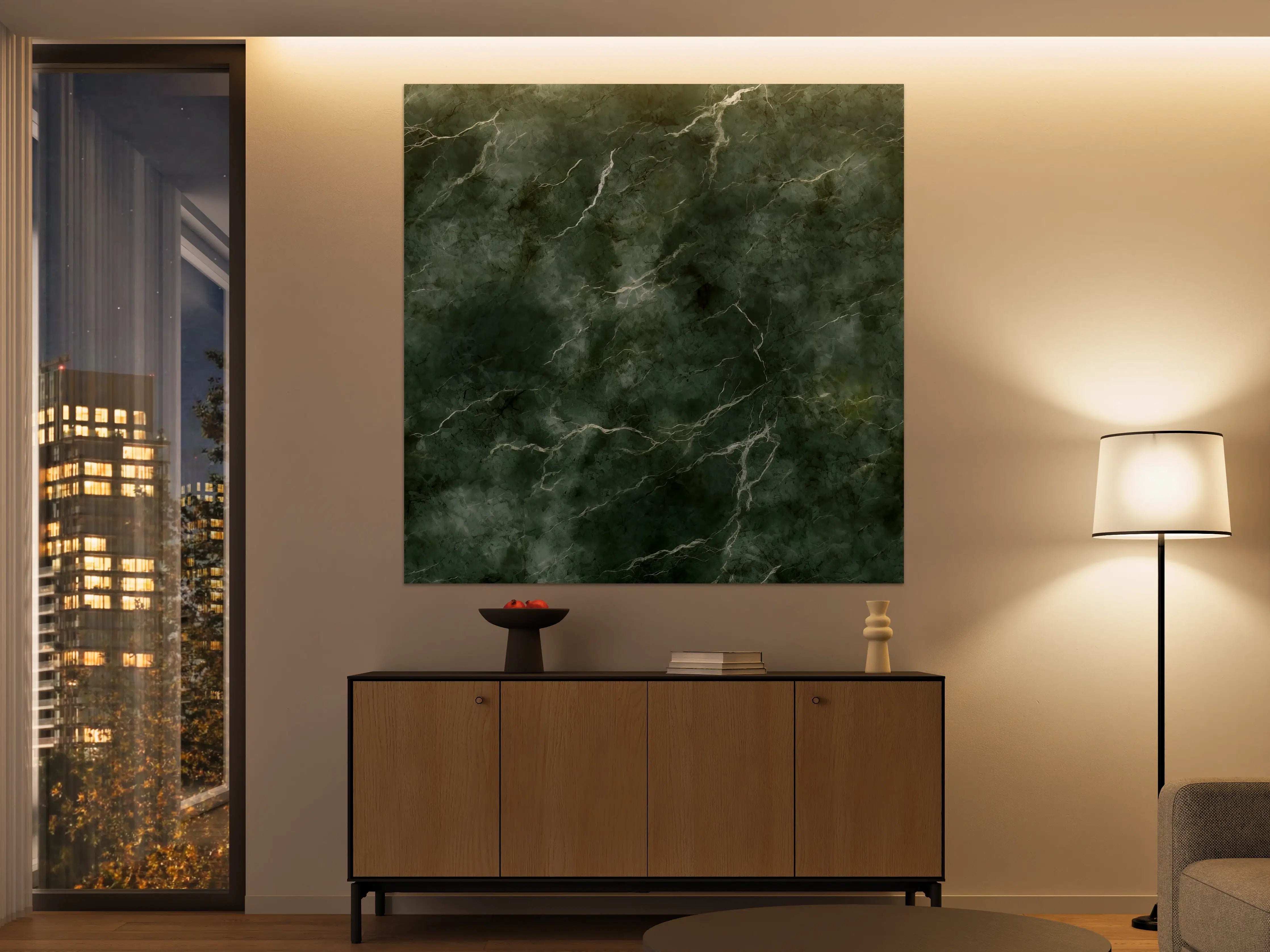 Große Wandbilder - Schimmernde Grauwelle mit Marmor-Details