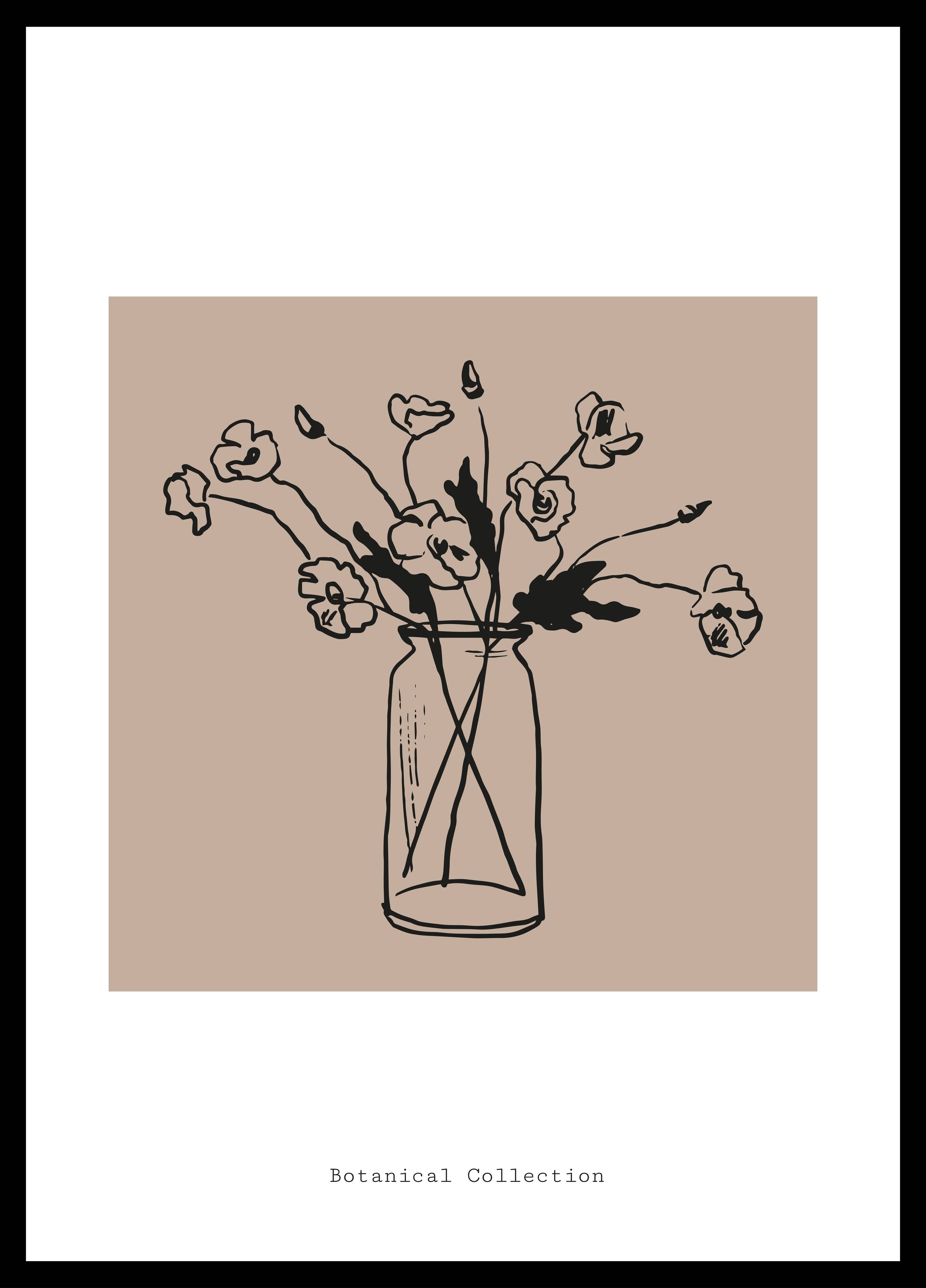 Große Wandbilder-Schlichte Blumen in Grau-Vase