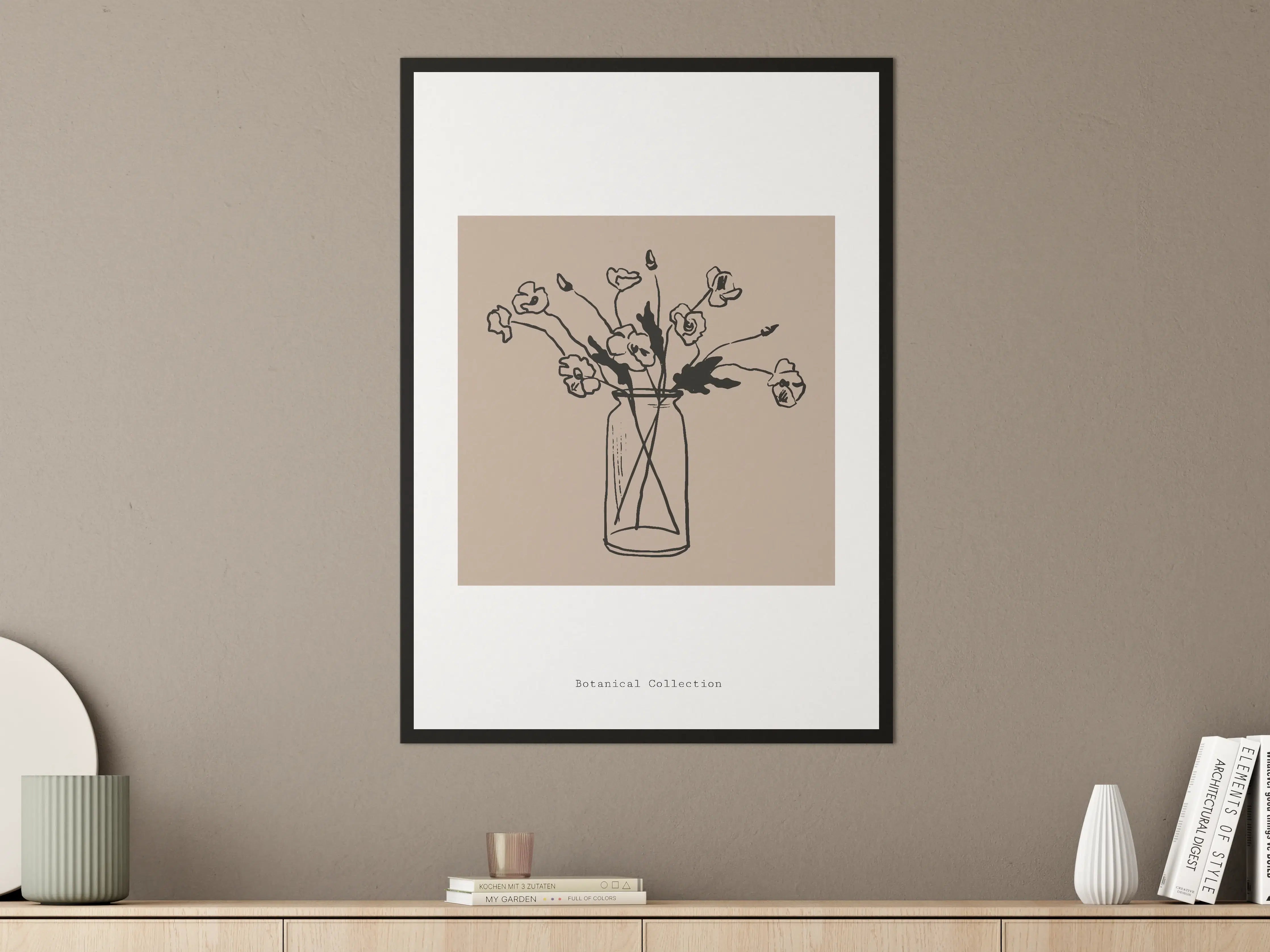 Große Wandbilder - Schlichte Blumen in Grau-Vase