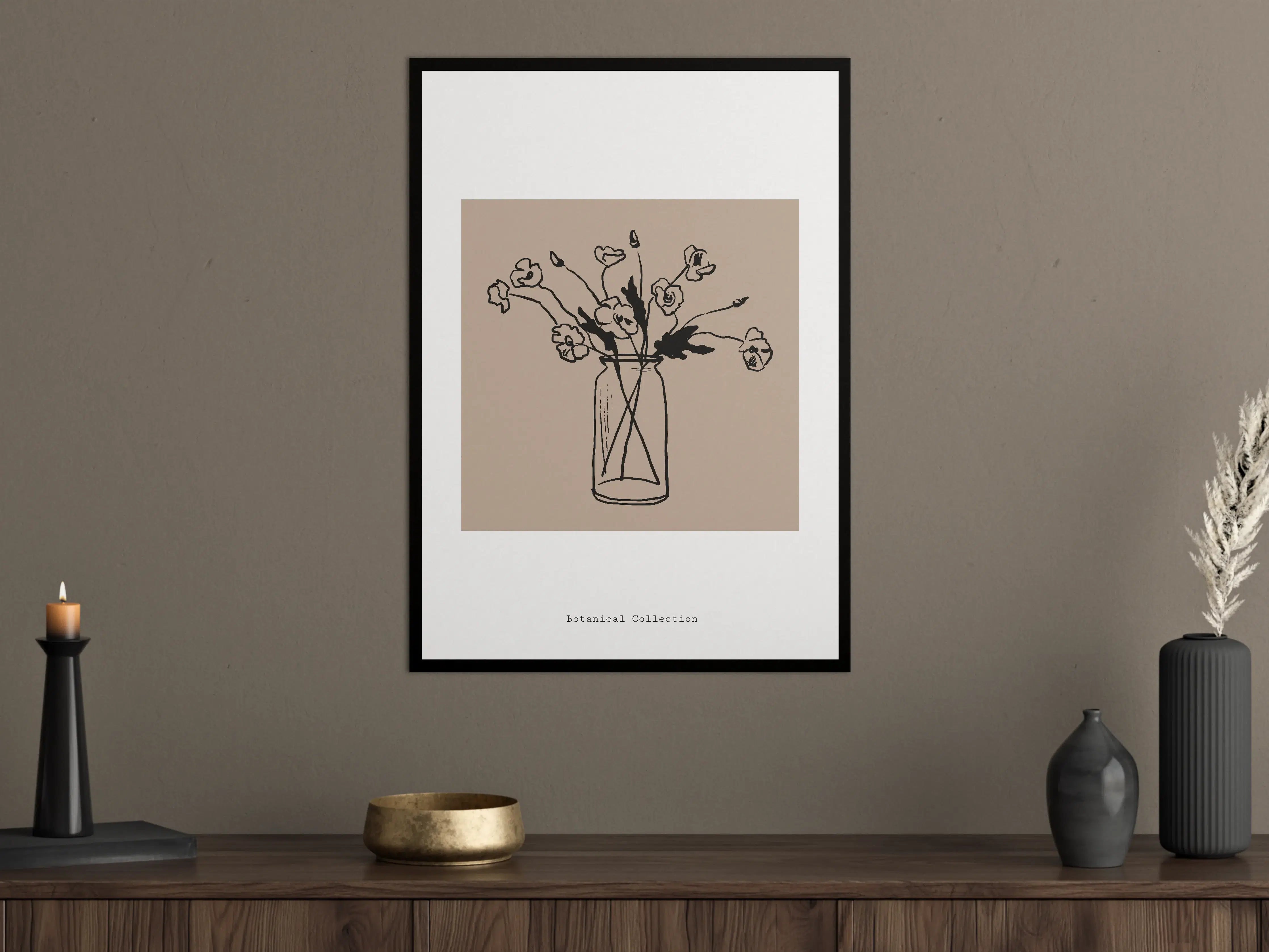 Große Wandbilder - Schlichte Blumen in Grau-Vase