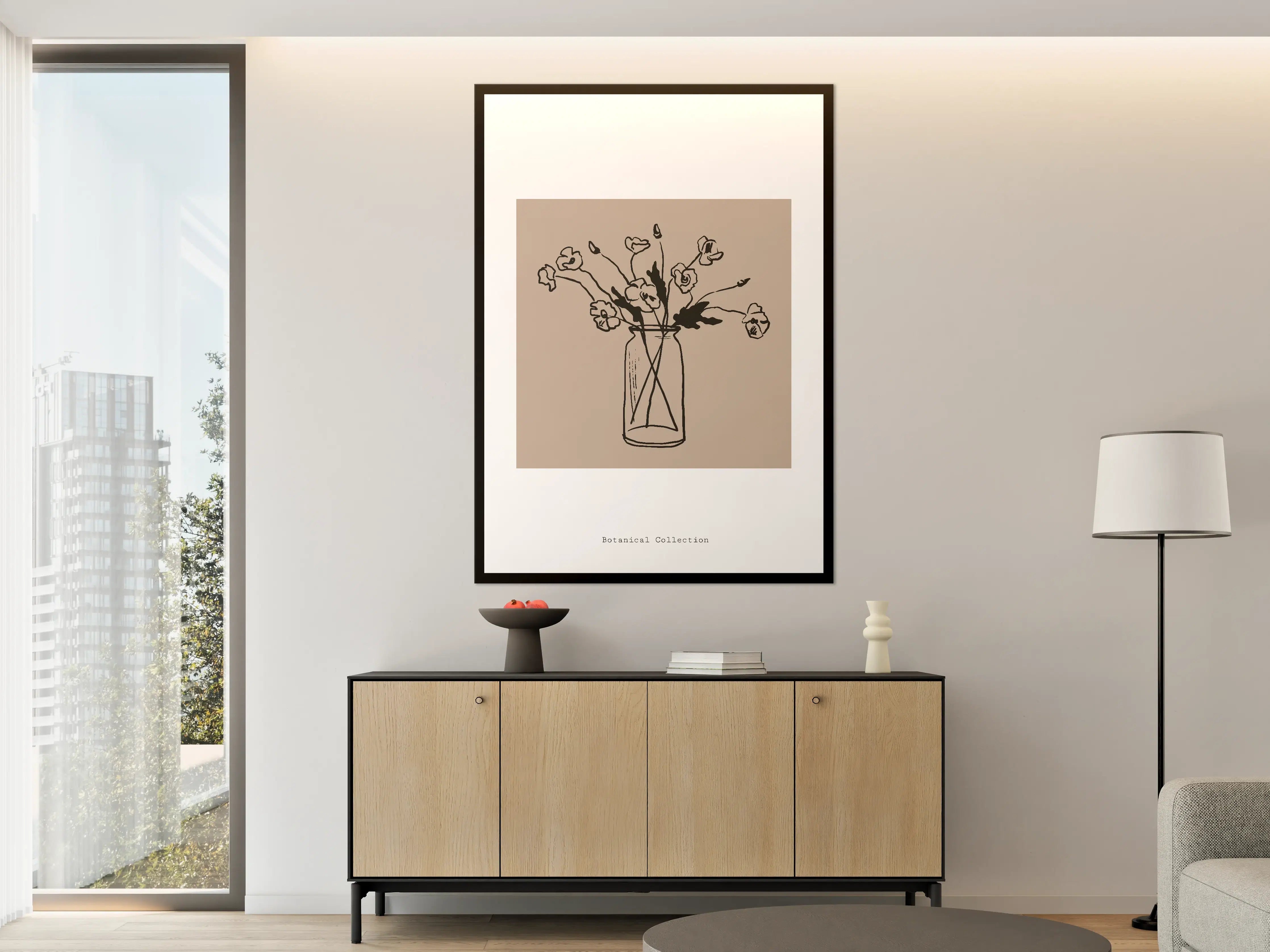 Große Wandbilder - Schlichte Blumen in Grau-Vase