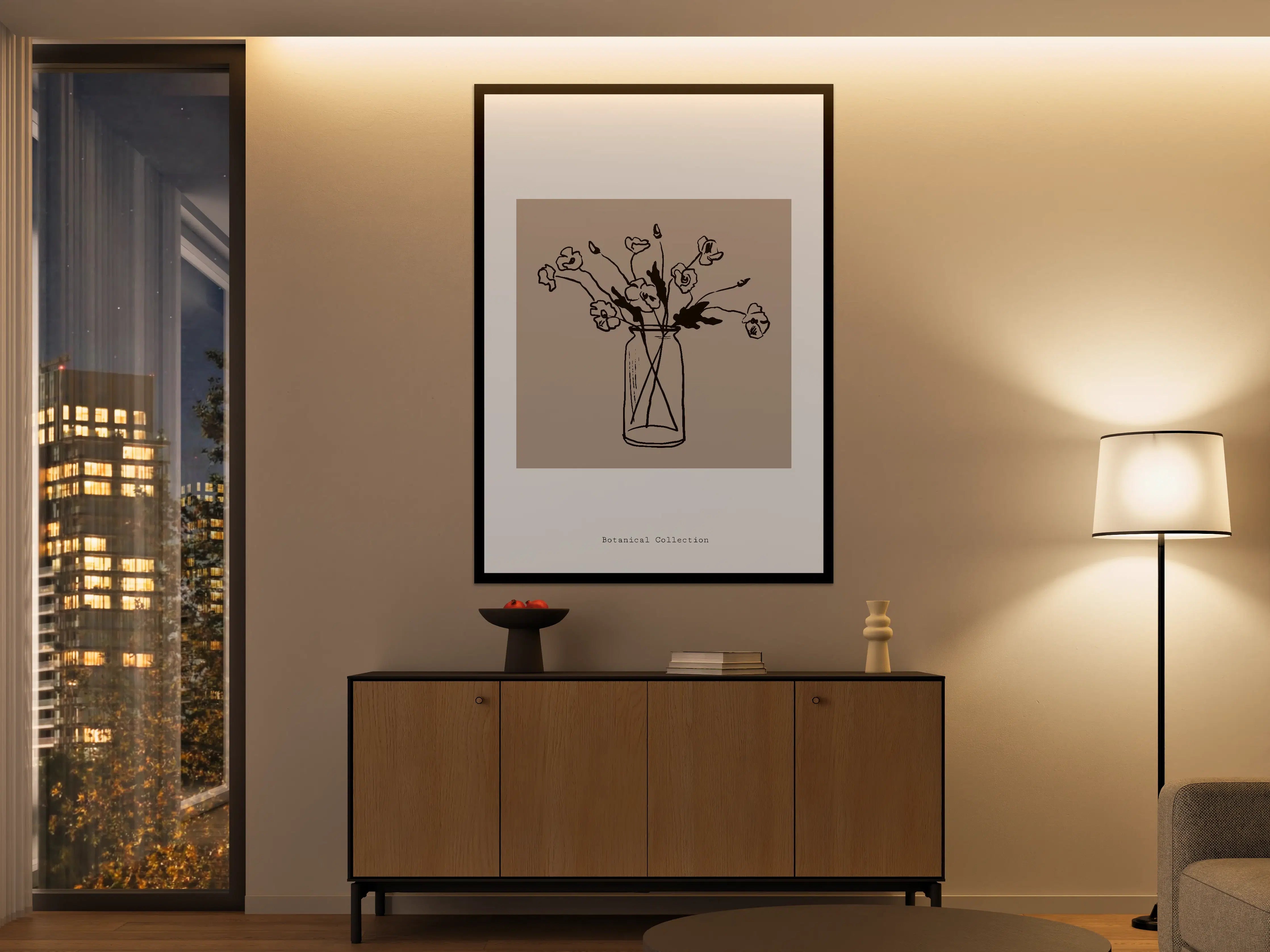 Große Wandbilder - Schlichte Blumen in Grau-Vase