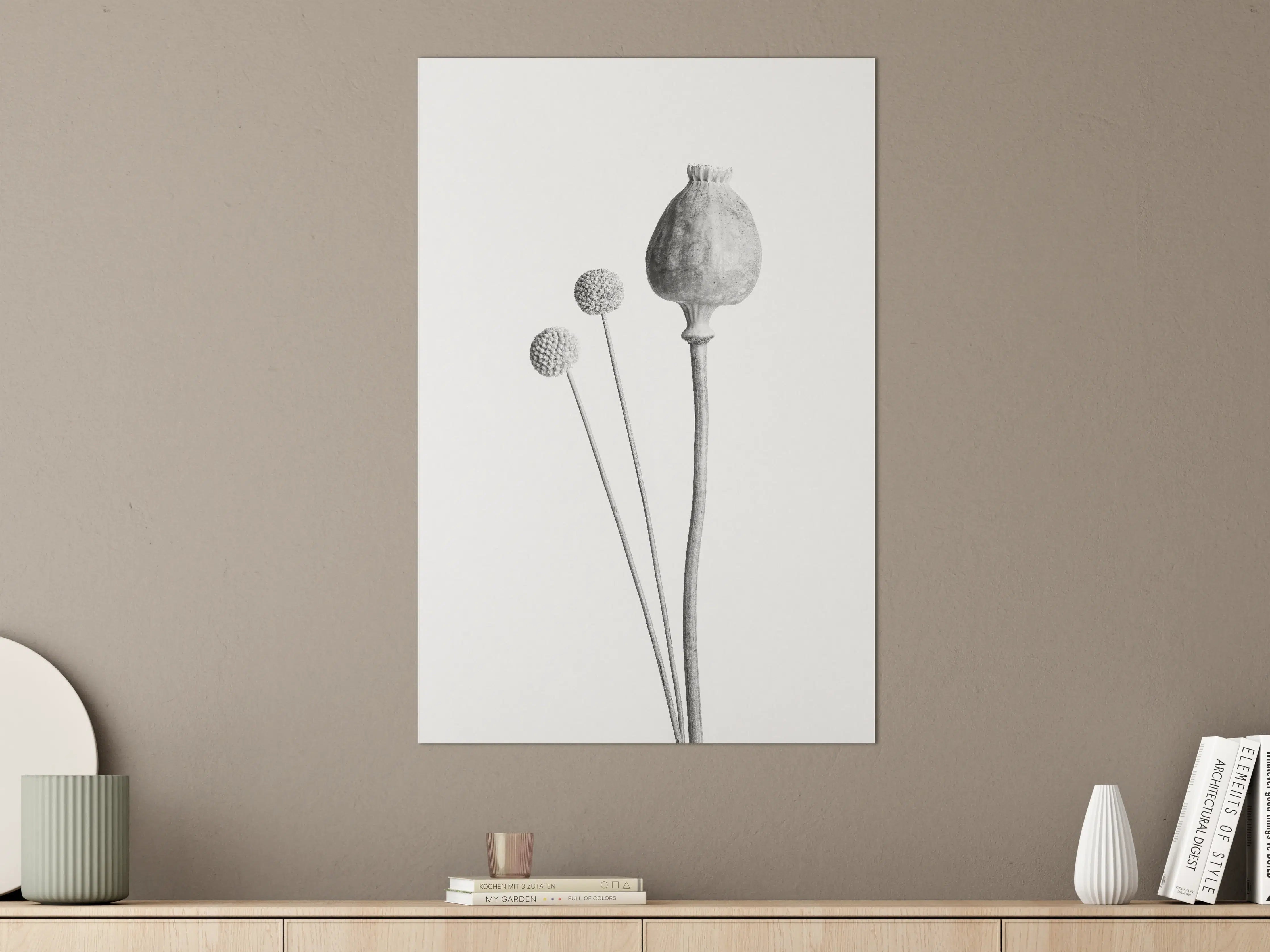 Große Wandbilder - Schlichte Blumenstudie in Schwarz-Weiß