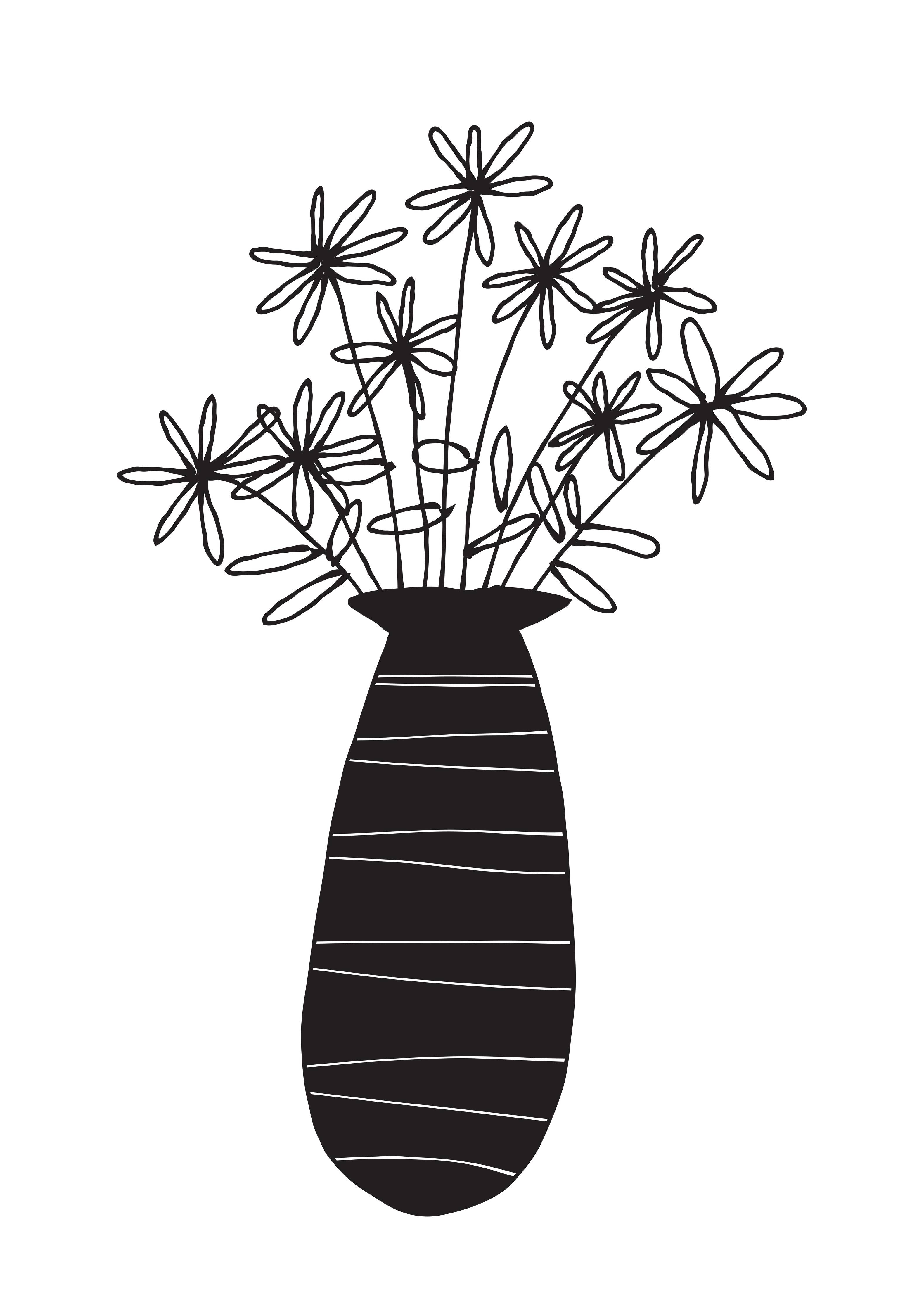Große Wandbilder-Schlichte Blumentopfzeichnung