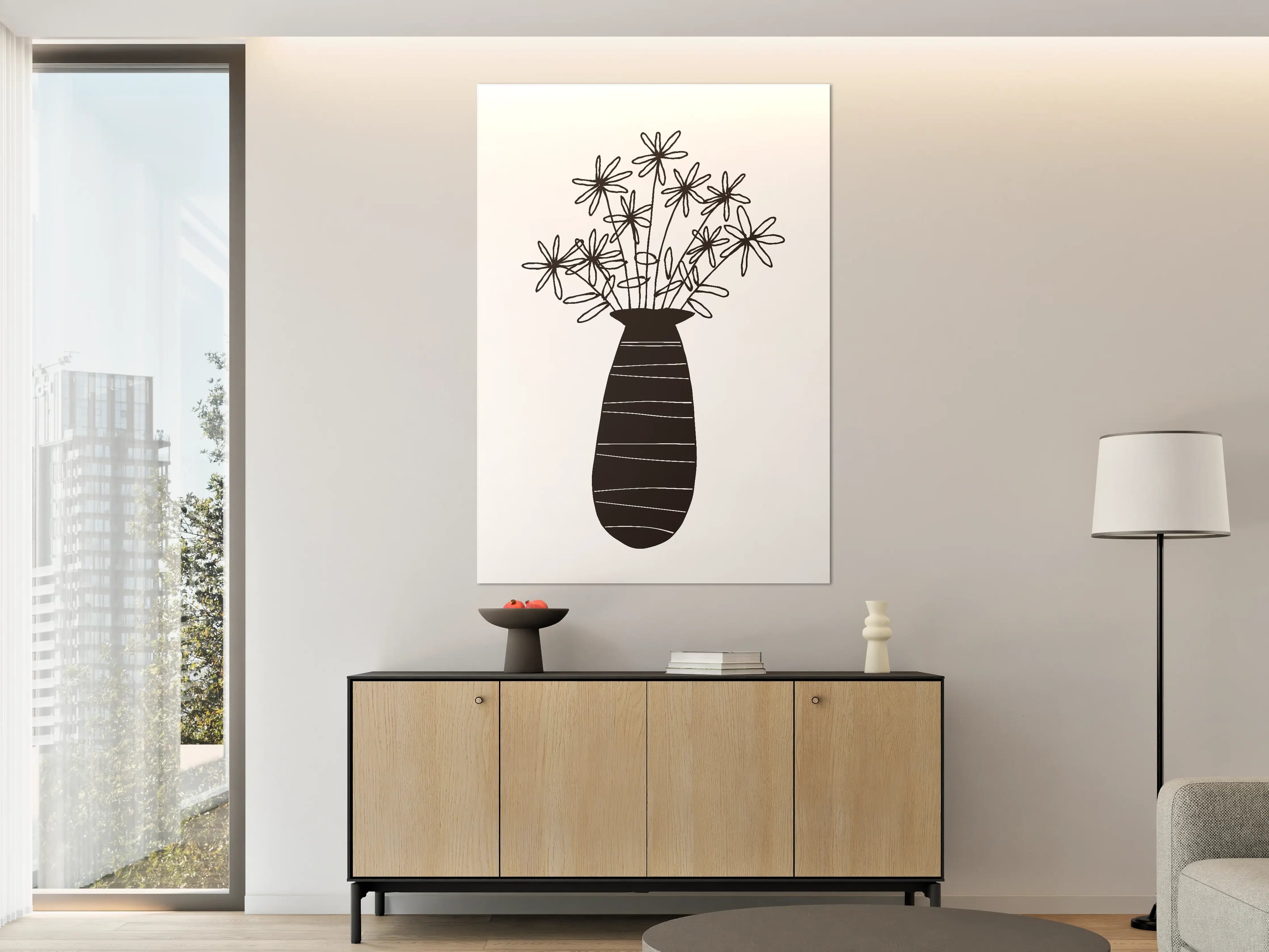 Große Wandbilder - Schlichte Blumentopfzeichnung