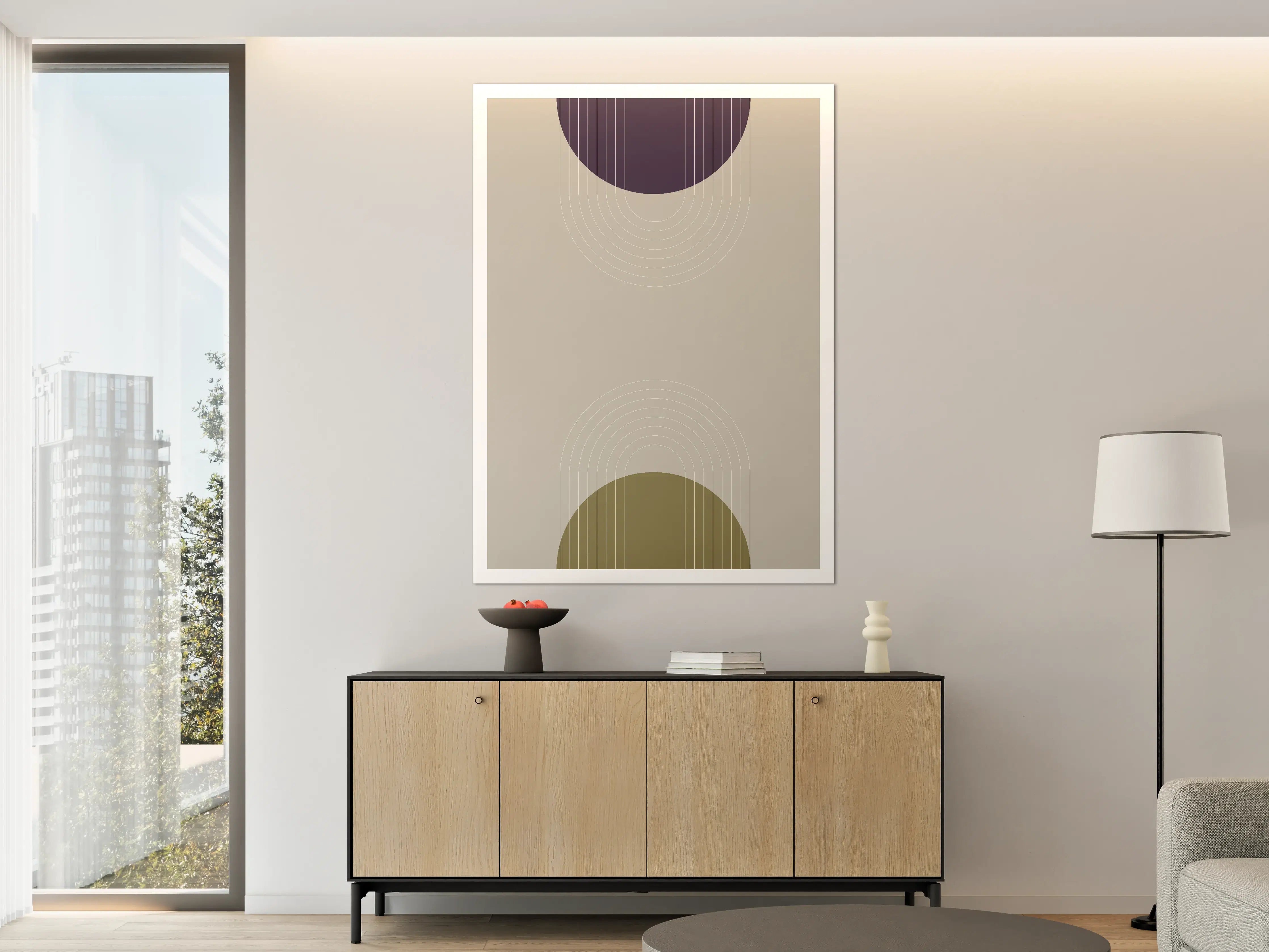 Große Wandbilder - Schlichte Graugrund Formenwandbild
