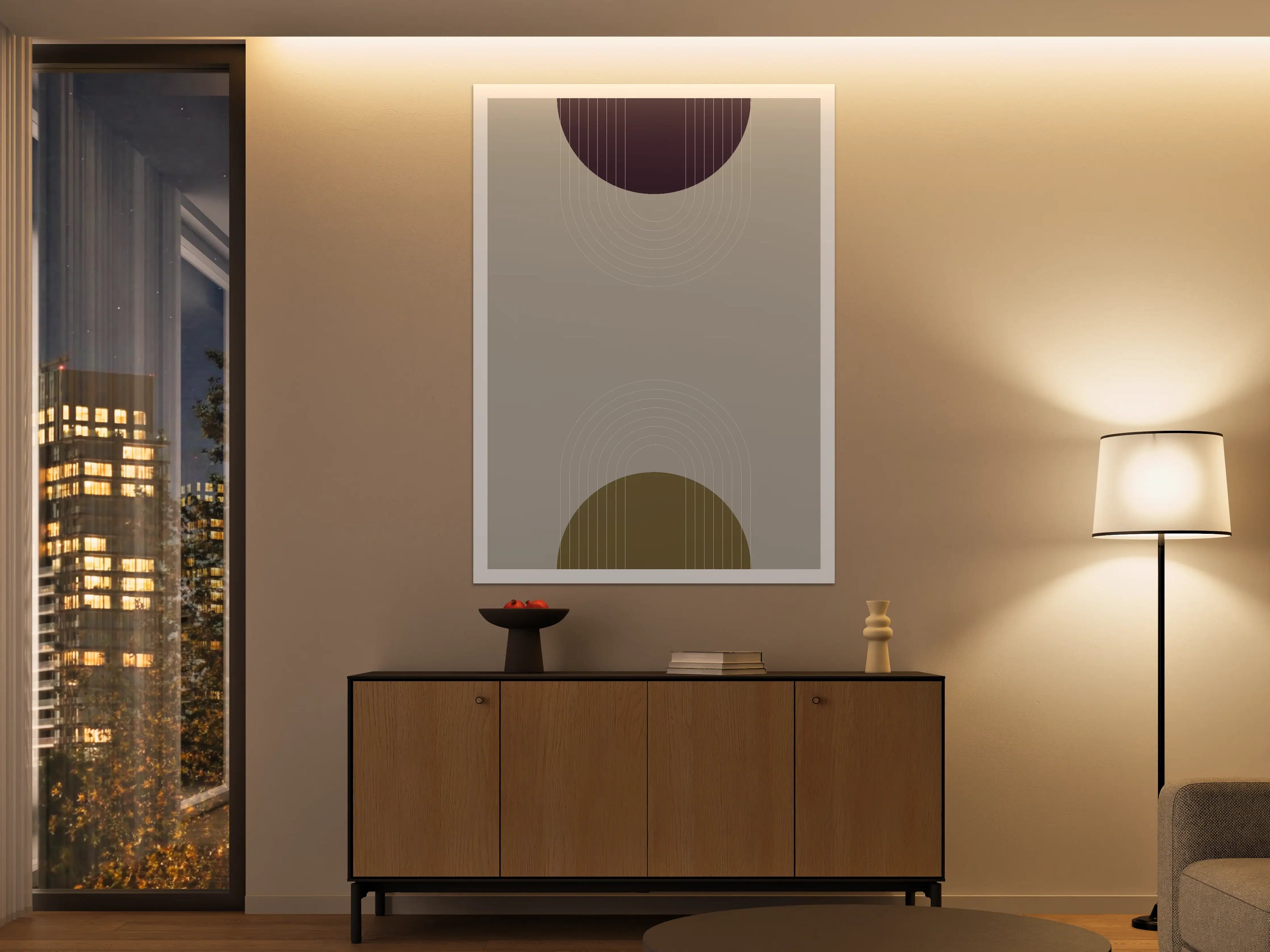 Große Wandbilder - Schlichte Graugrund Formenwandbild