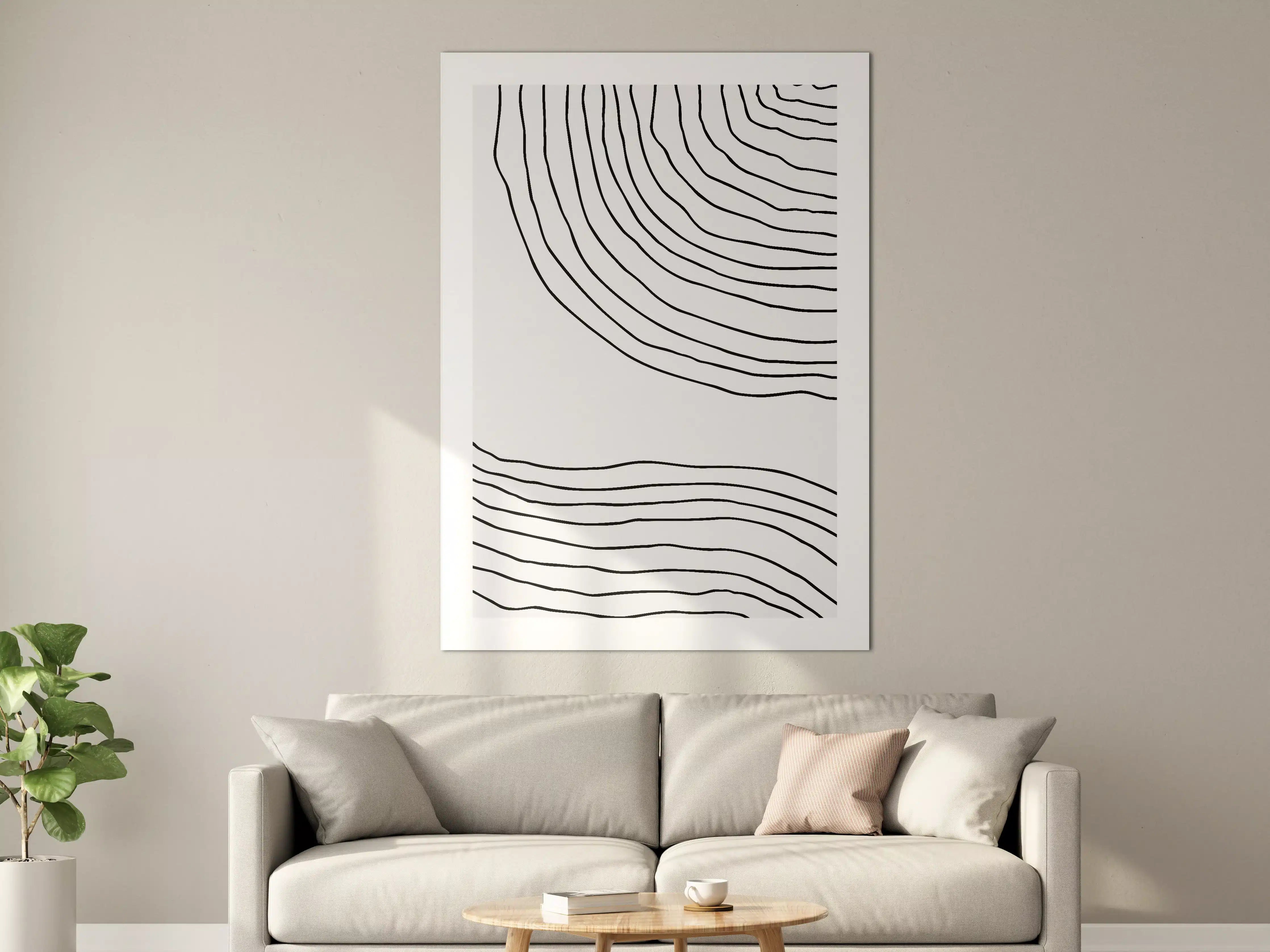 Große Wandbilder - Schlichte Linienkunst in Schwarz-Weiß