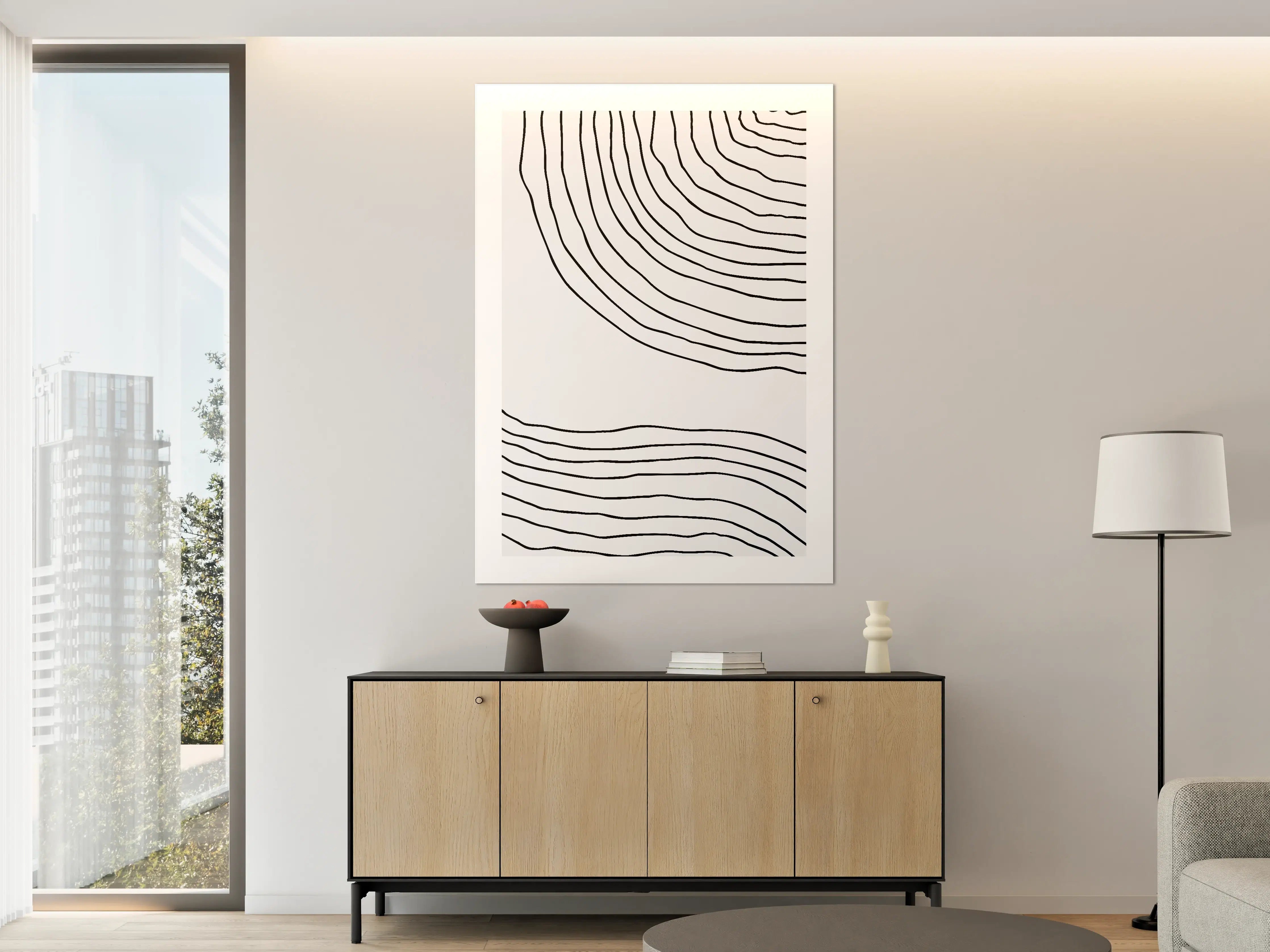 Große Wandbilder - Schlichte Linienkunst in Schwarz-Weiß