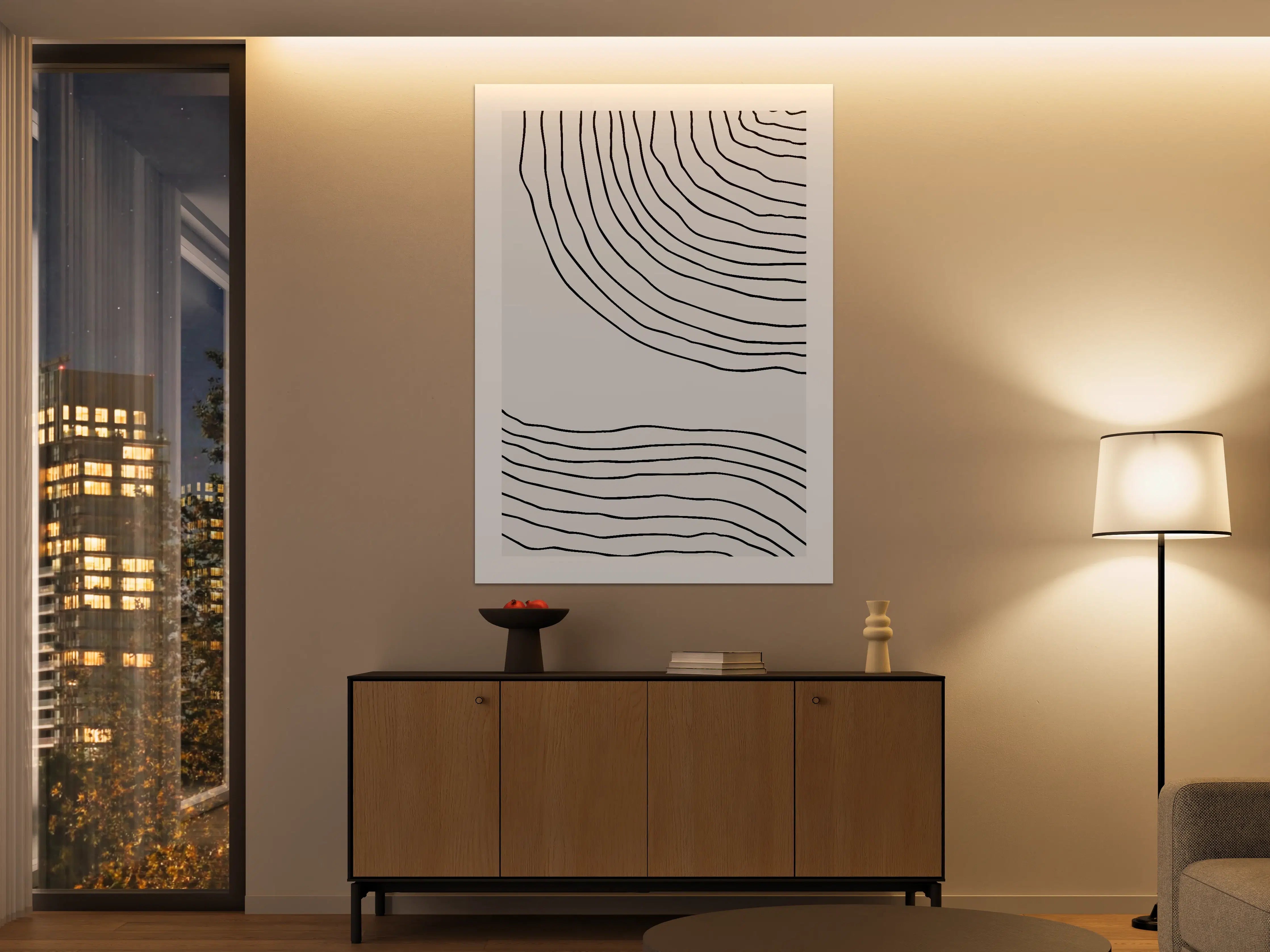 Große Wandbilder - Schlichte Linienkunst in Schwarz-Weiß