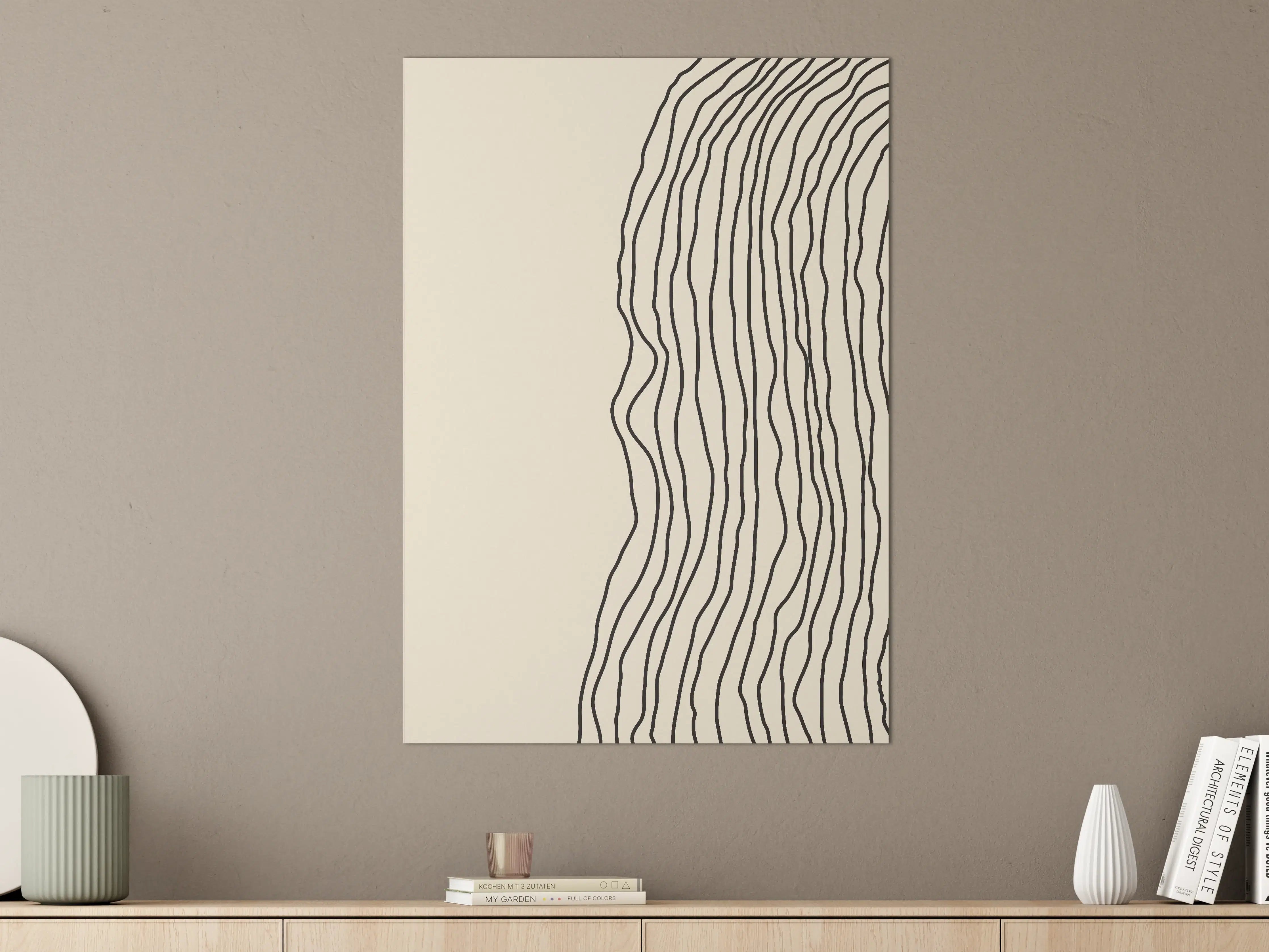 Große Wandbilder - Schlichte lineare Kunst mit neutralen Tönen