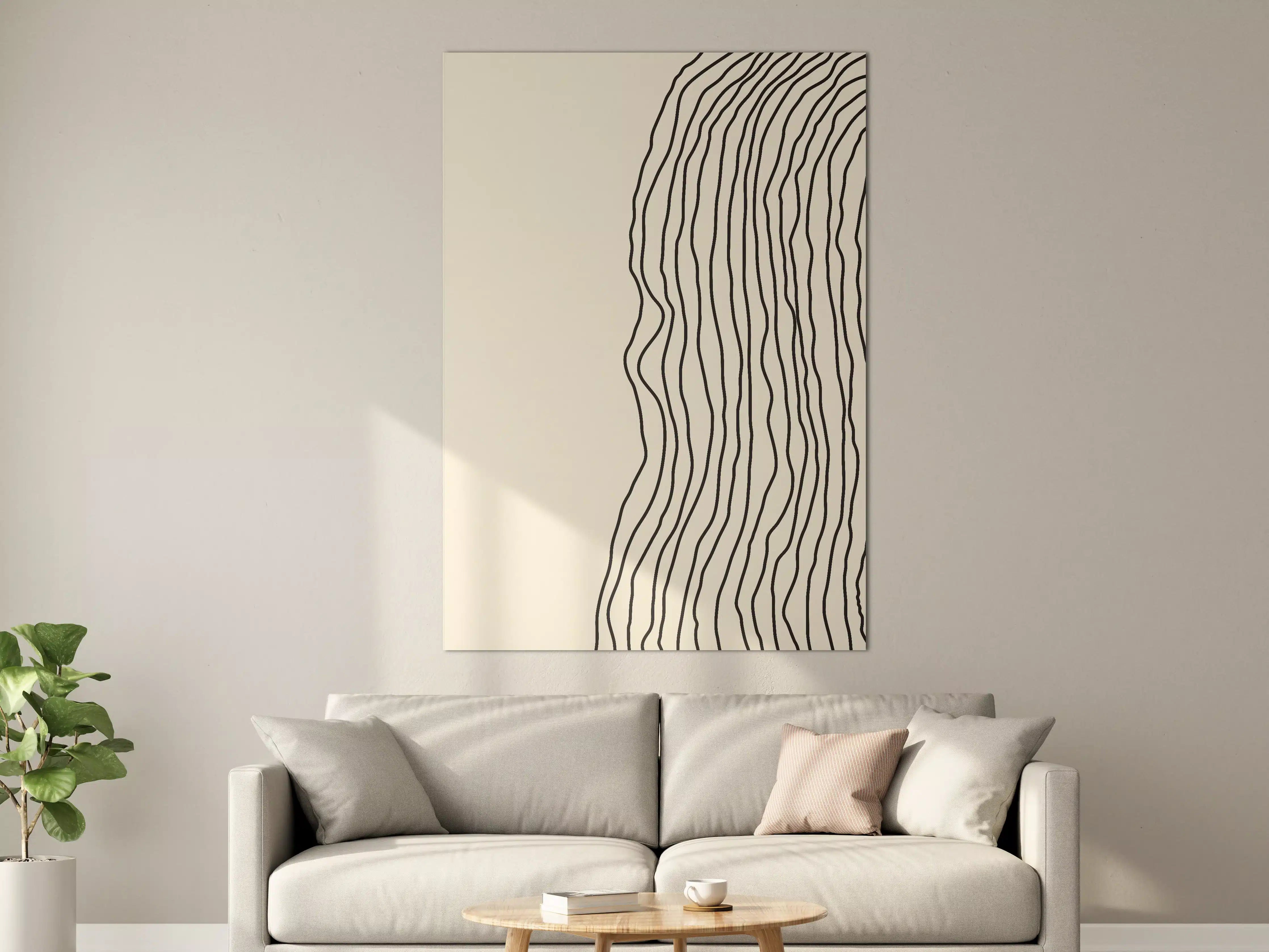 Große Wandbilder - Schlichte lineare Kunst mit neutralen Tönen