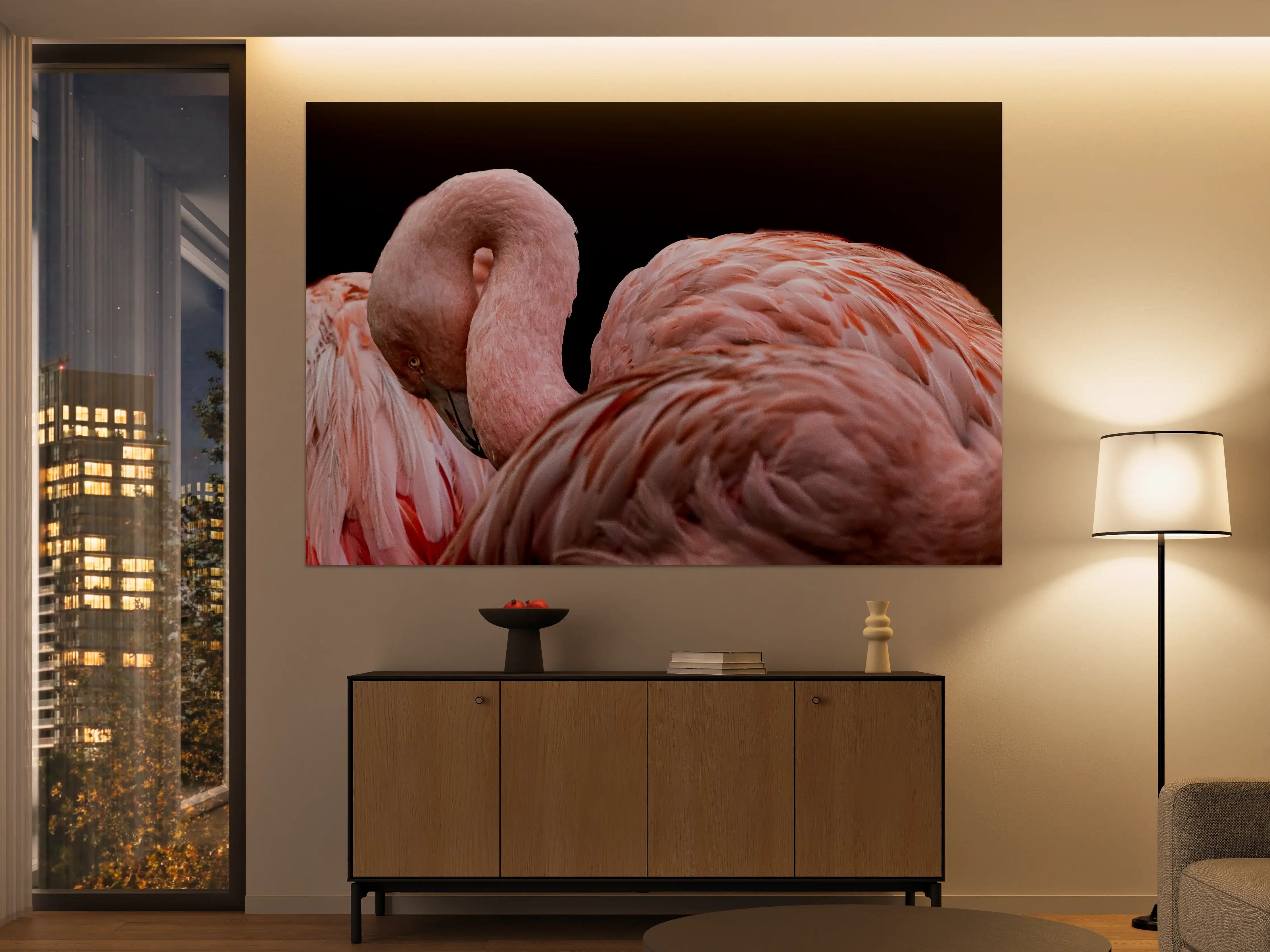 Große Wandbilder - Schnappschuss eines Flamingo
