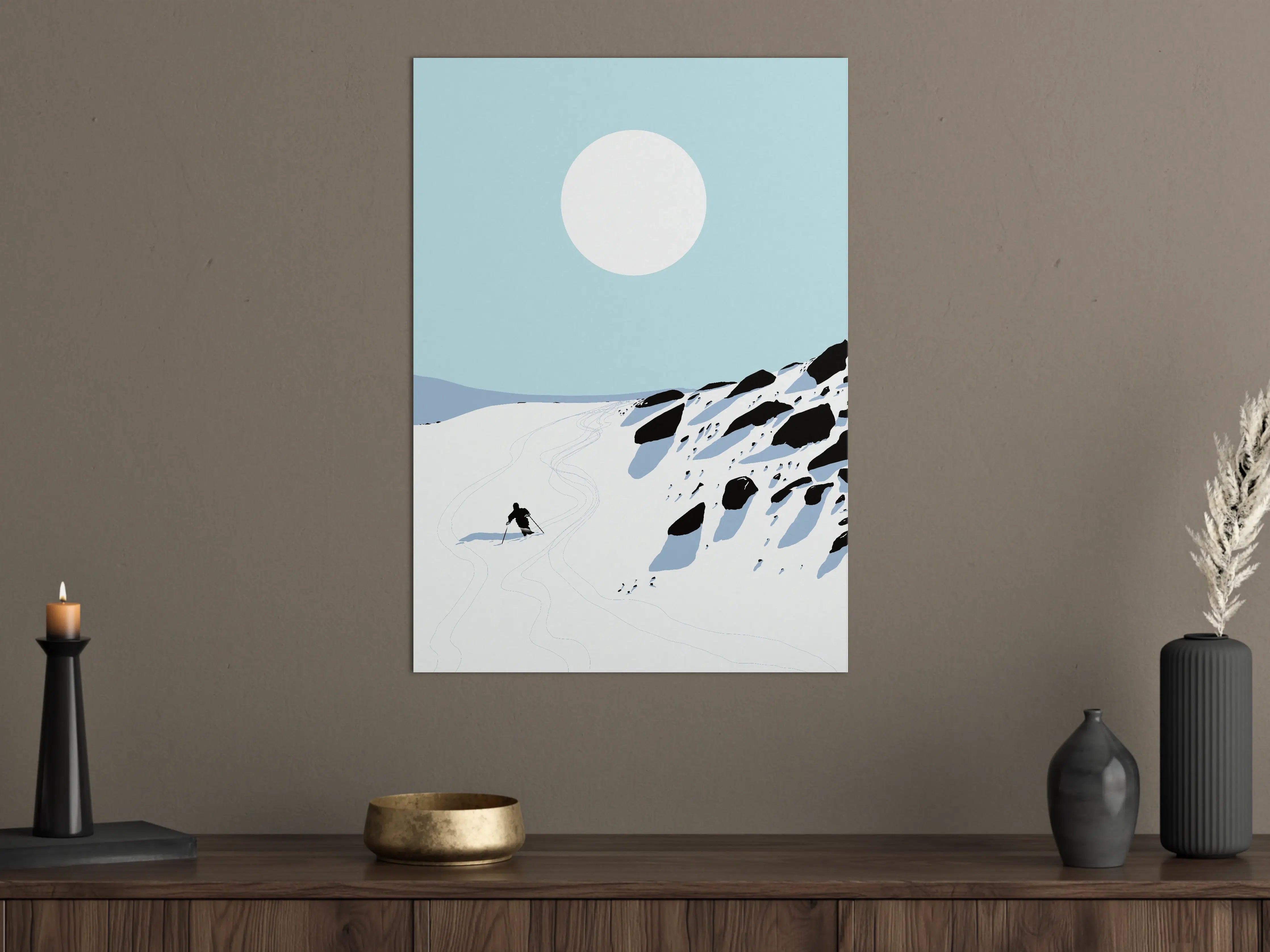 Große Wandbilder - Schneeschuhwanderung unter hellem Himmel